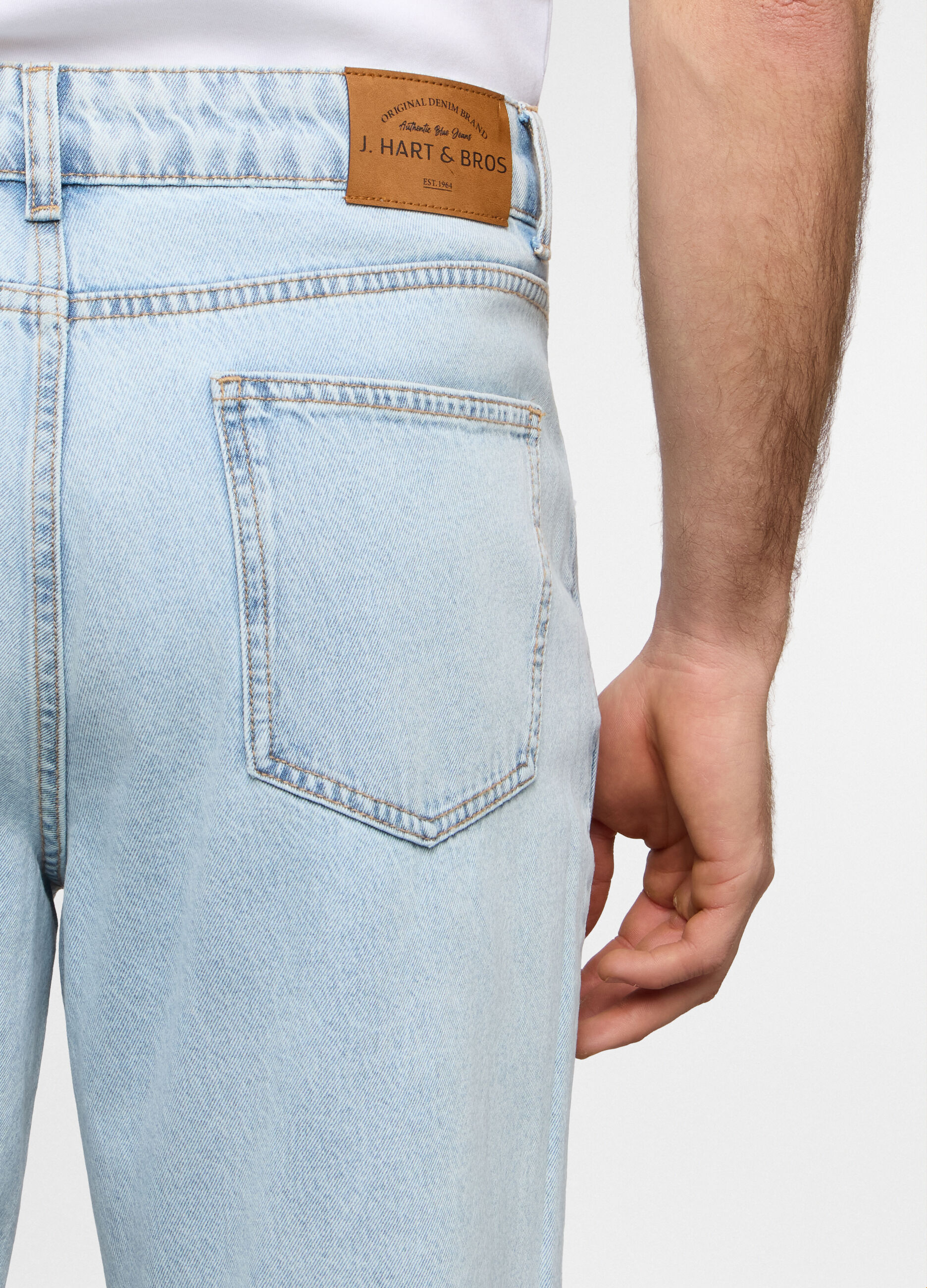 Jeans loose fit in denim di cotone uomo_3