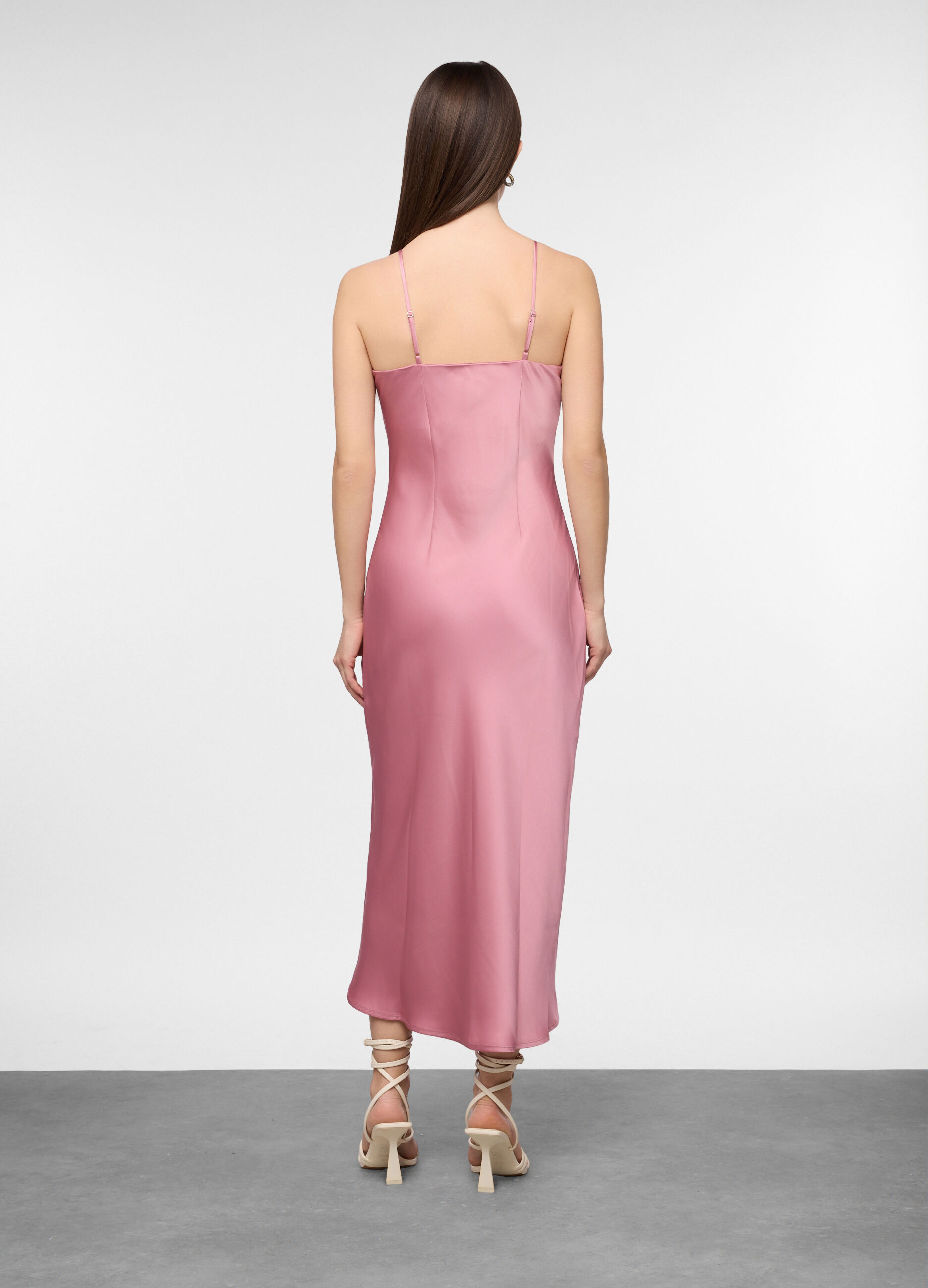 Abito lungo fitted in raso donna_1