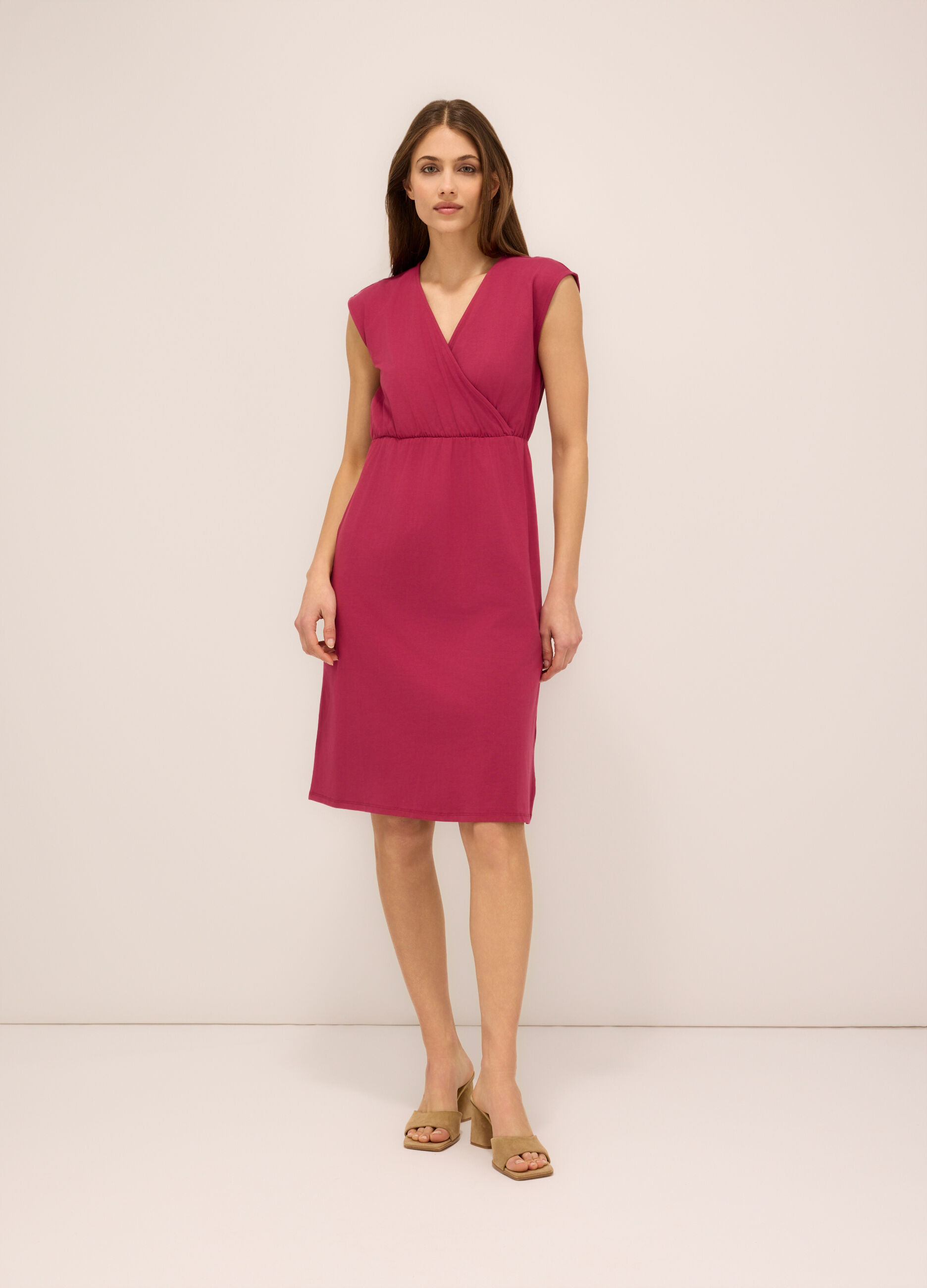 Abito smanicato in jersey di cotone stretch donna