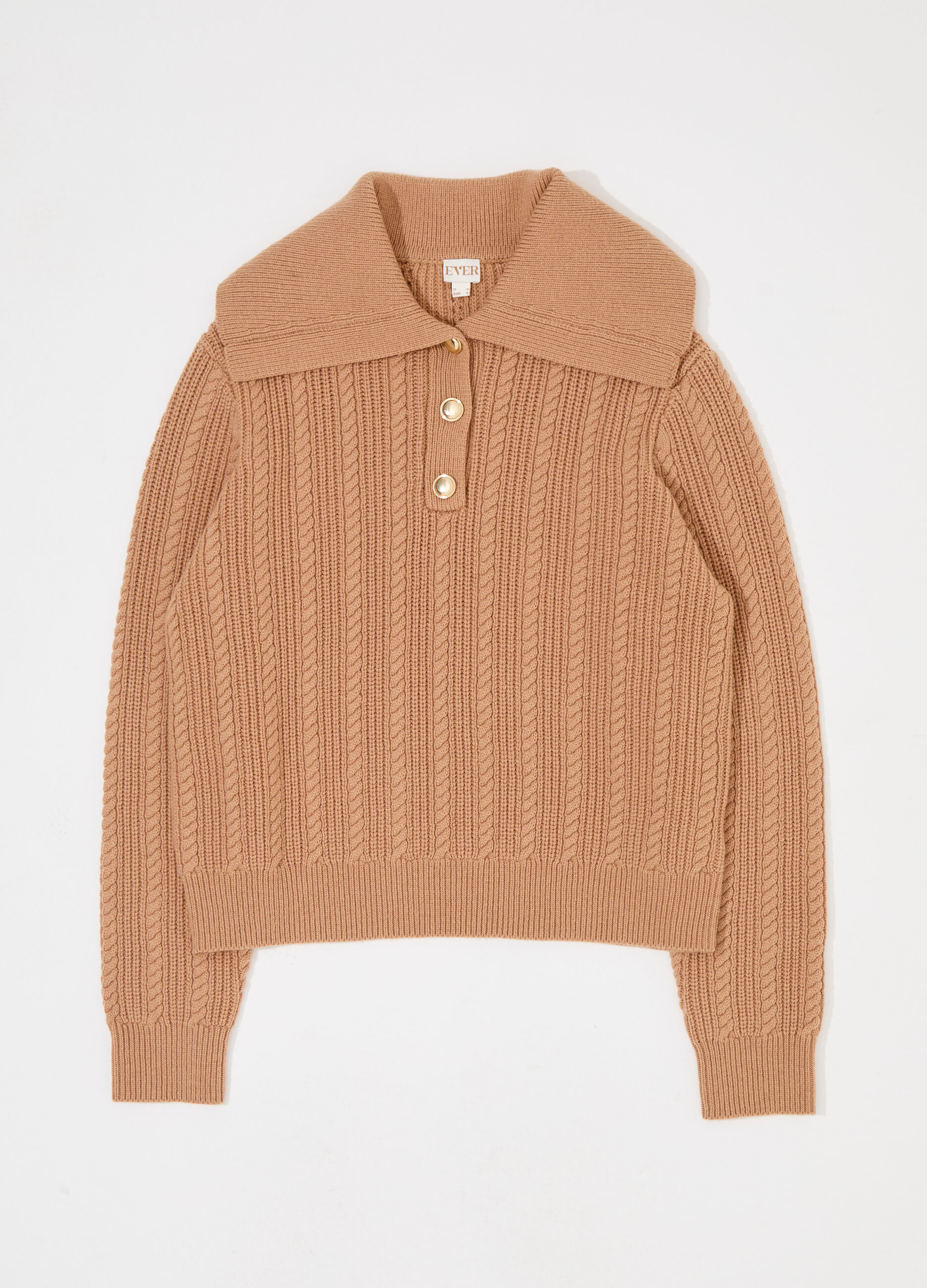 Pullover in misto lana con colletto donna_4