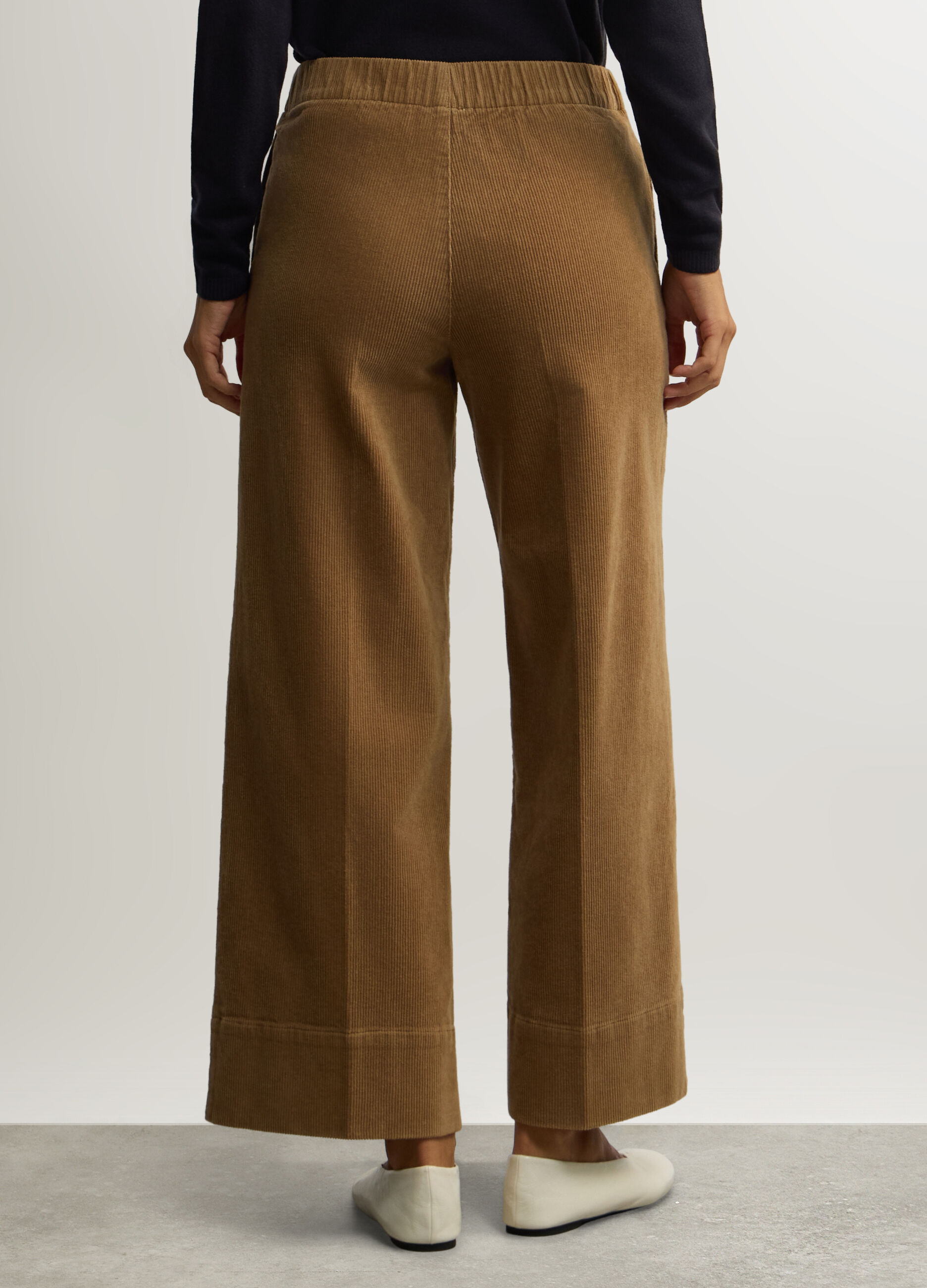 Pantaloni Straight Fit in velluto a coste di cotone stretch donna _2
