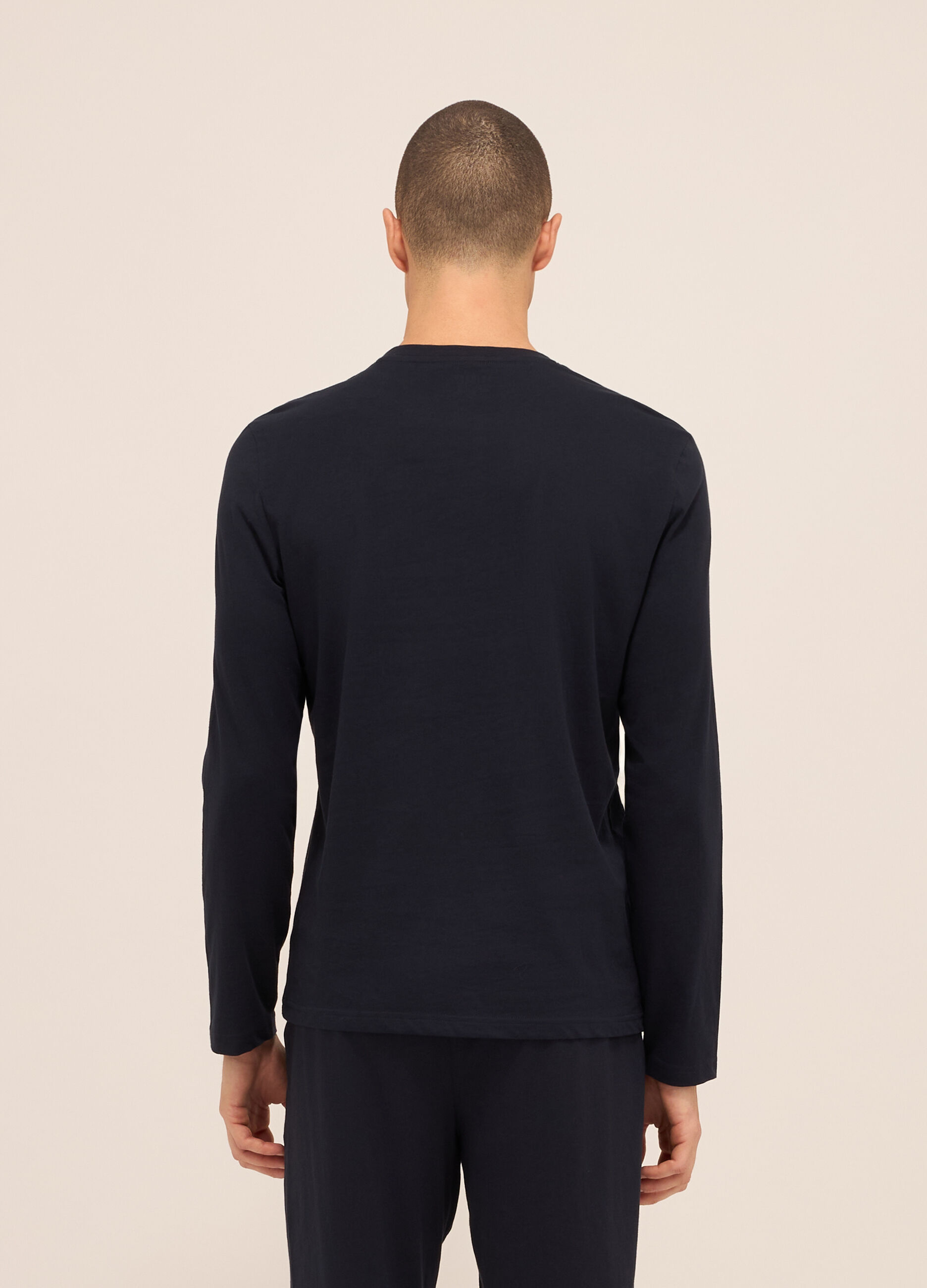 Maglia del pigiama a serafino in puro cotone uomo_1