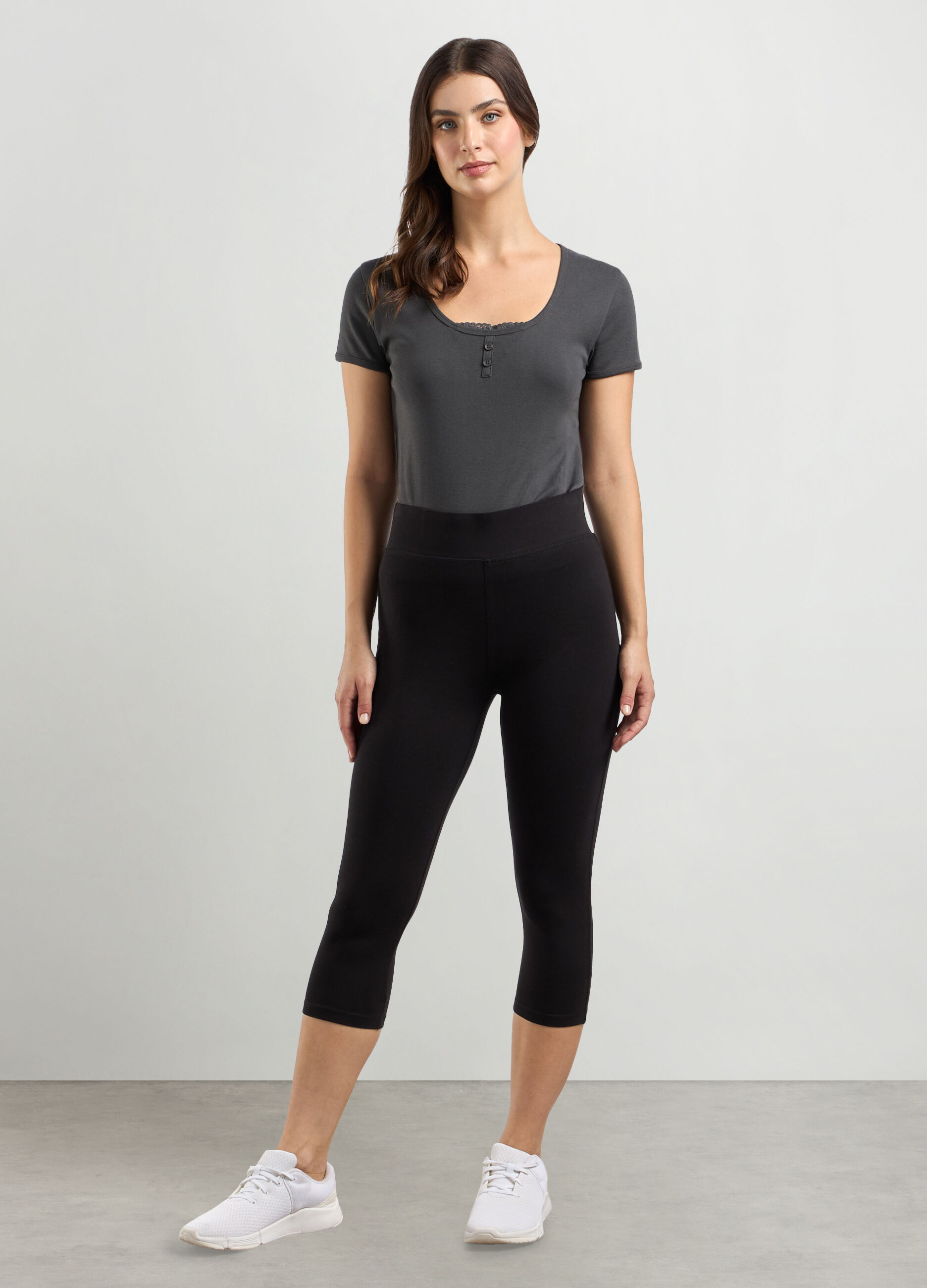 Leggings capri in cotone stretch donna_0