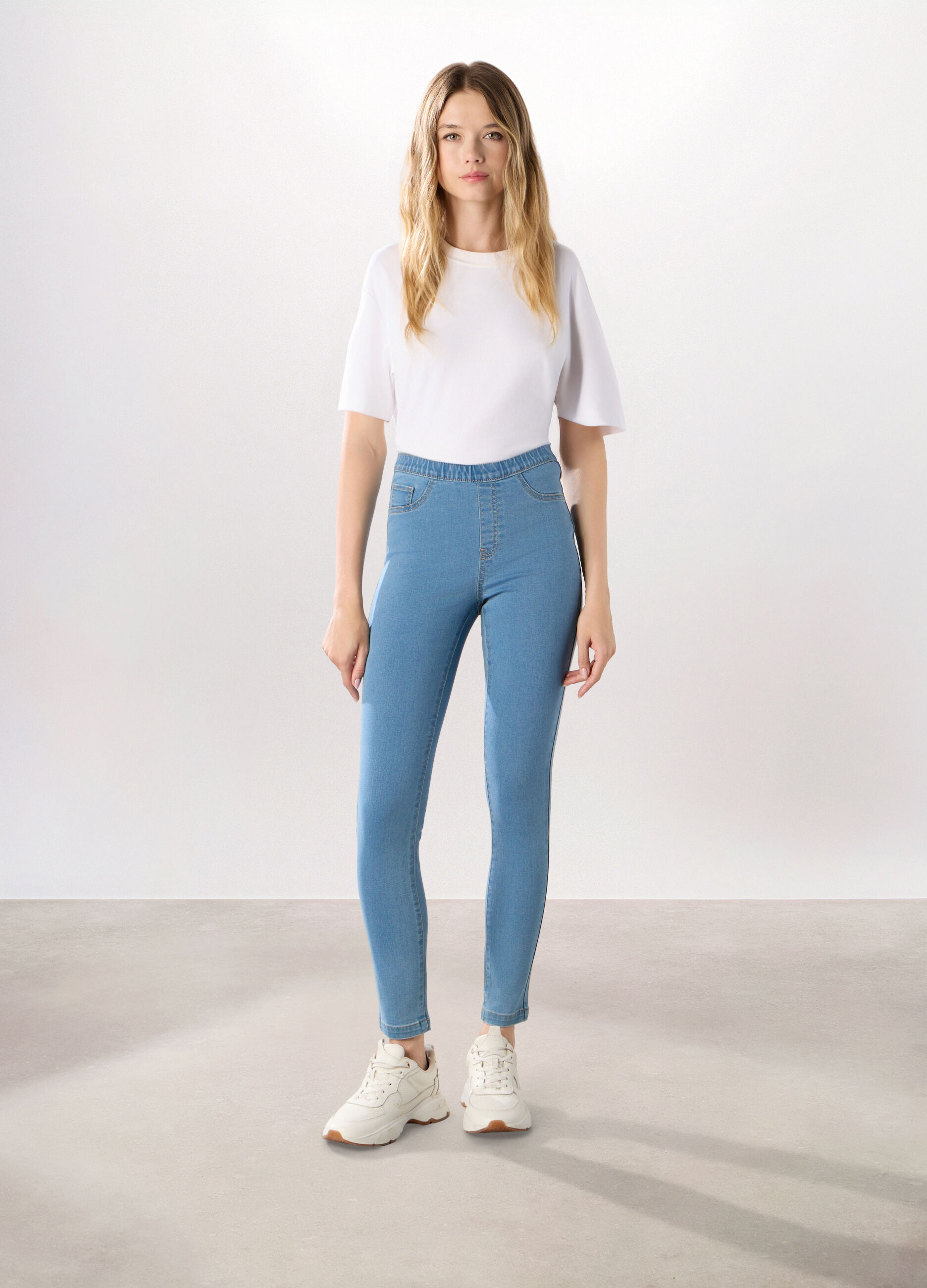 Jeggings in denim misto cotone donna_0