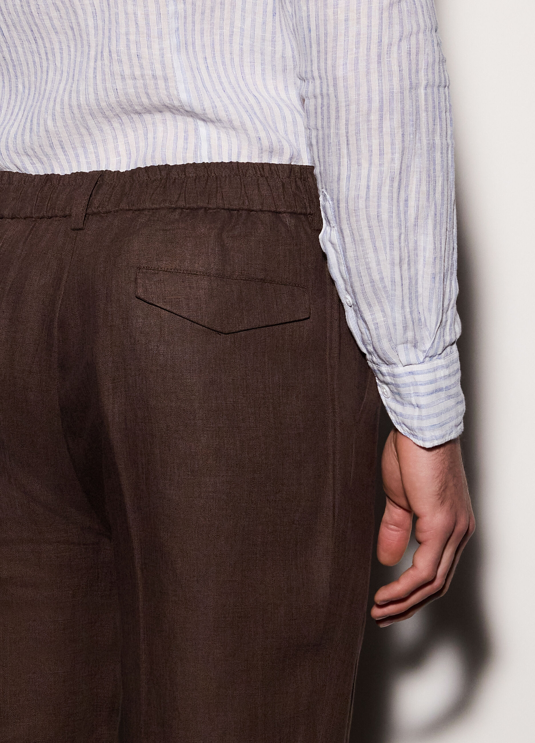 Pantaloni chino relaxed fit in lino uomo_2