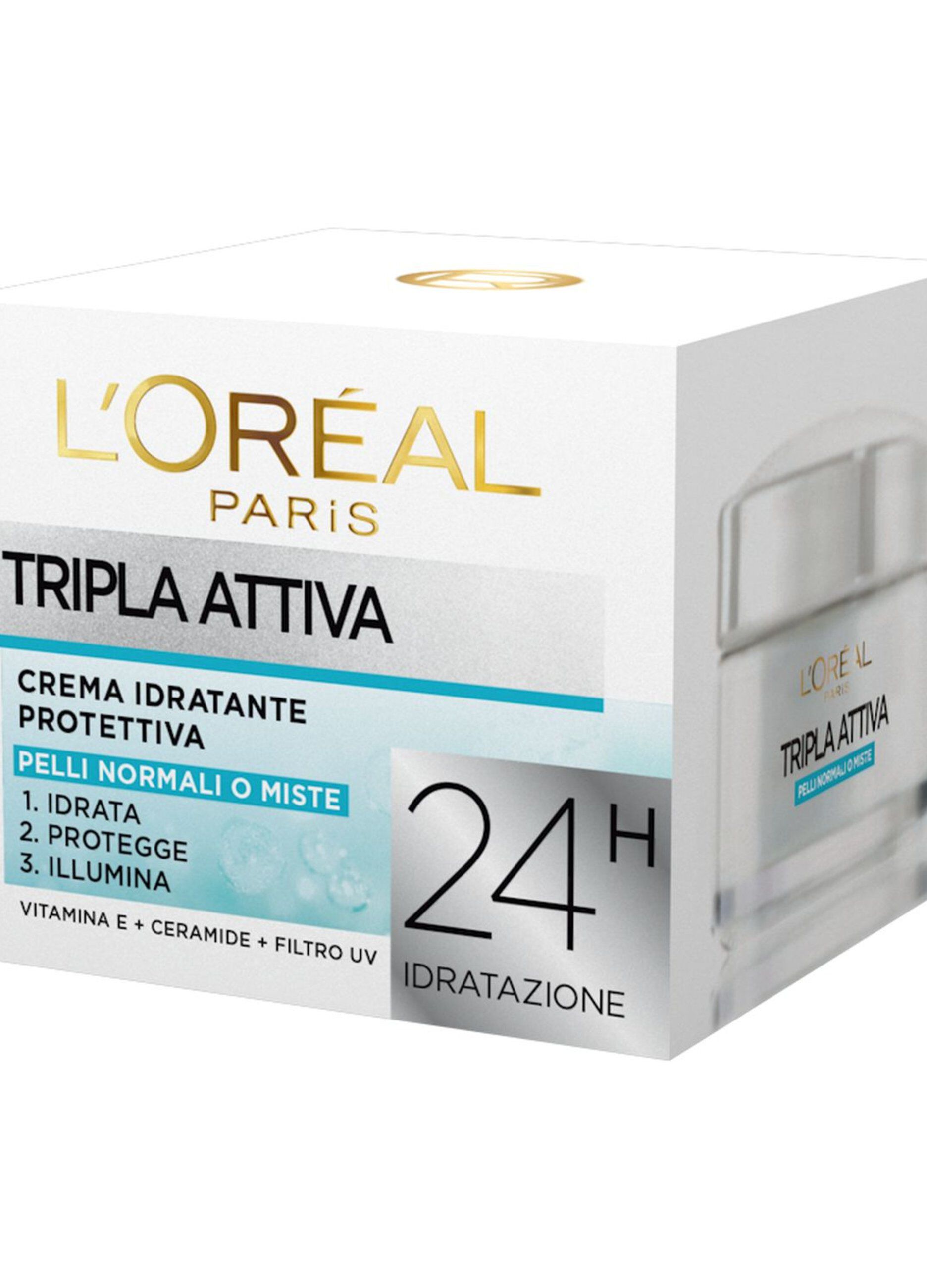 L'Oréal Paris Crema Idratante Viso Tripla Attiva, Idrata, Protegge e Illumina, per Pelli Normali e Miste, 50 ml._2