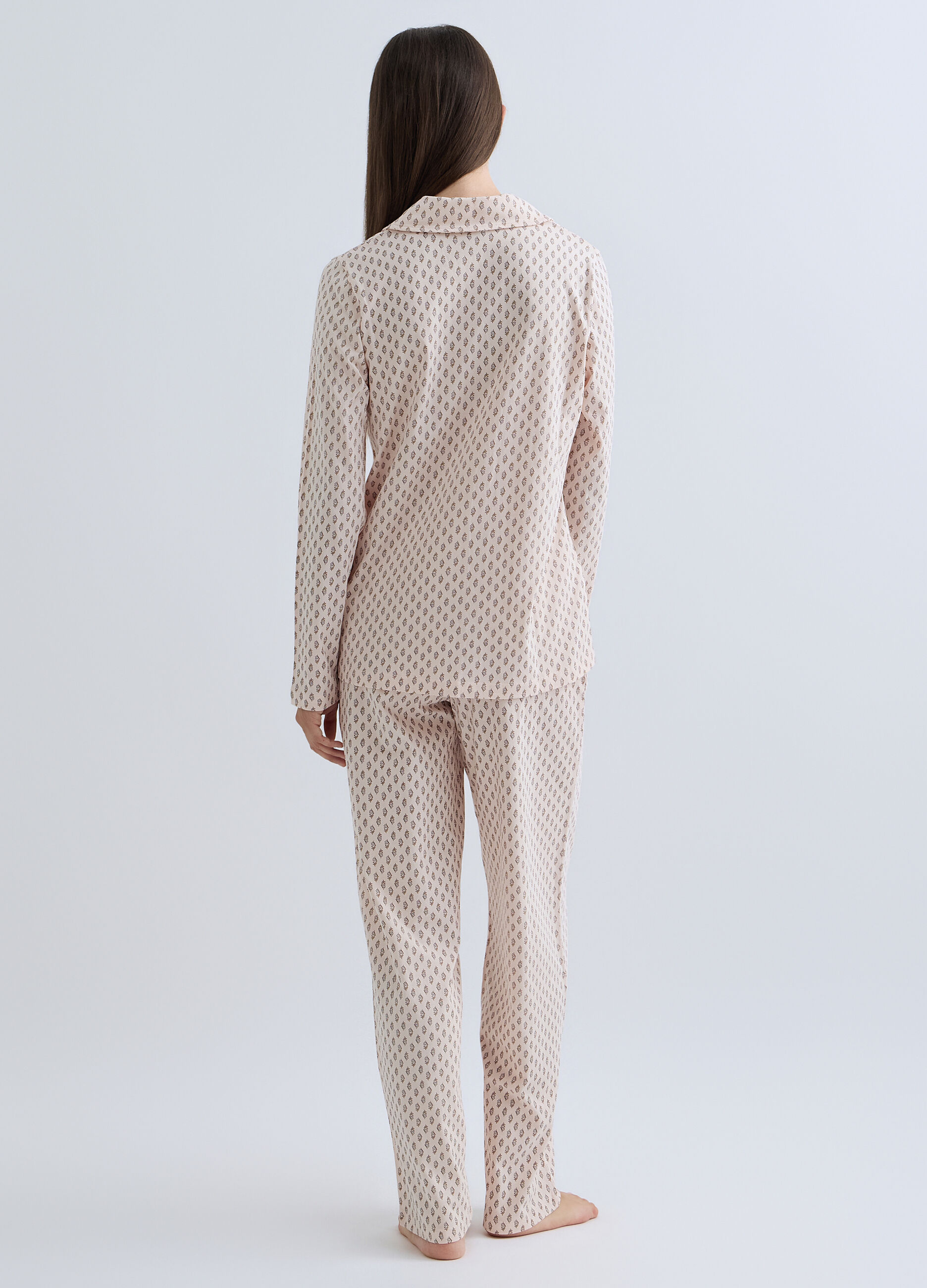 Set pigiama lungo in jersey di puro cotone donna_1