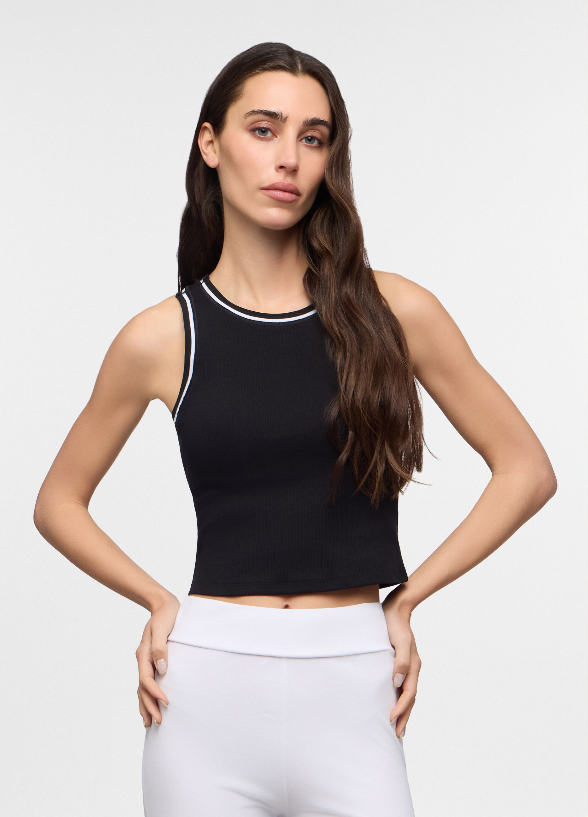 Canotta girocollo stretch donna_0