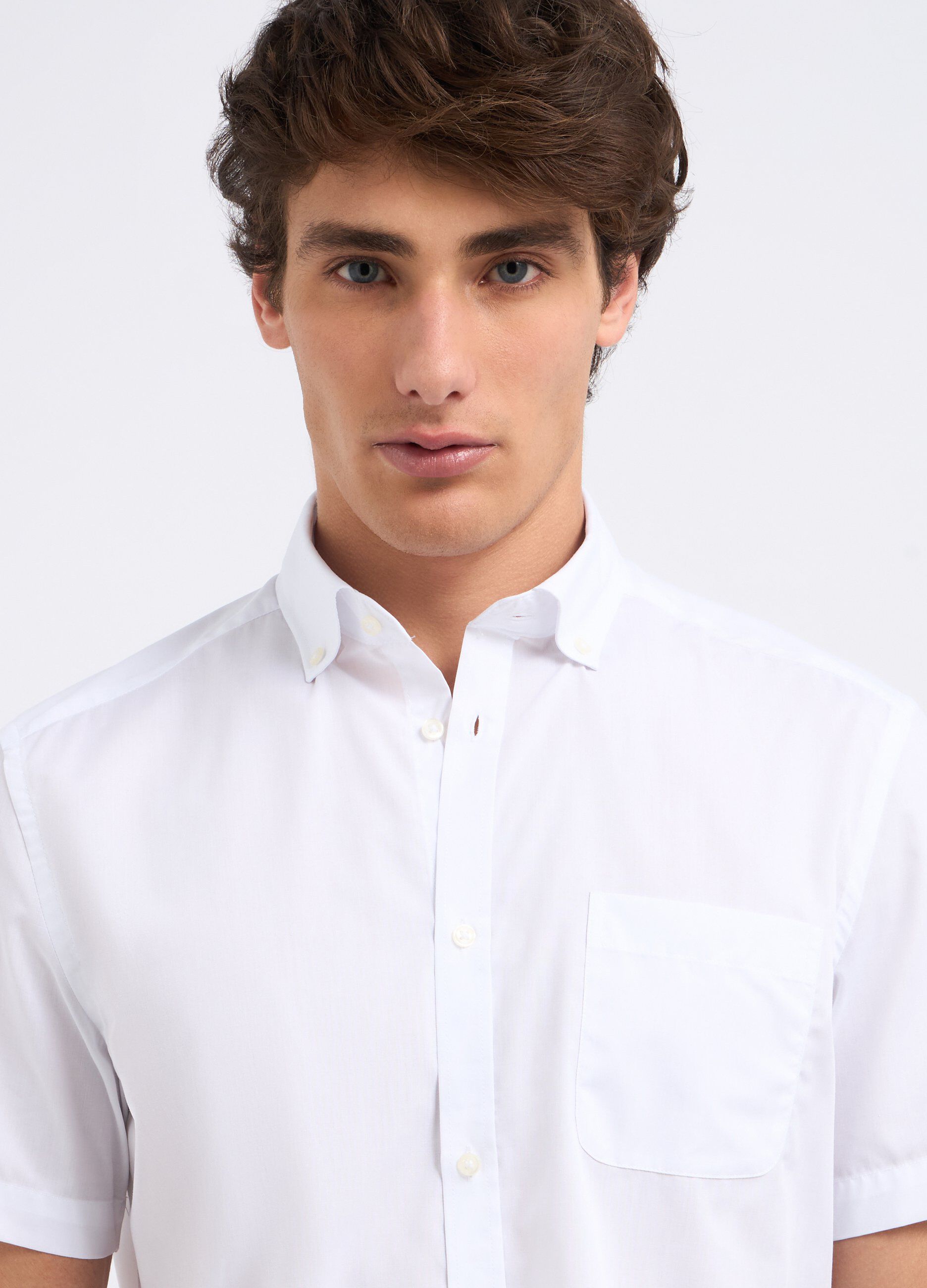 Camicia a maniche corte in misto cotone uomo_2