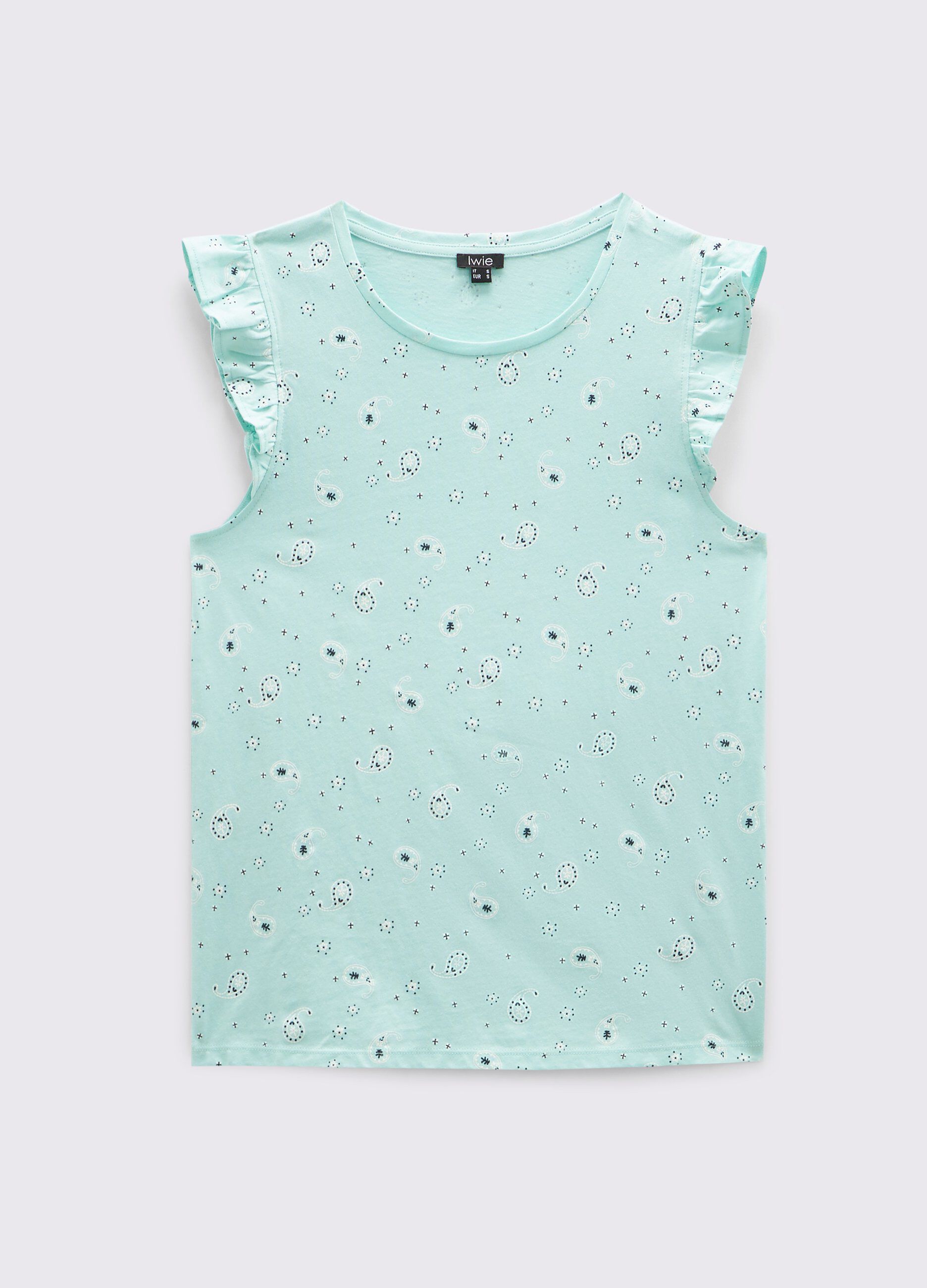 Canotta con rouches in puro cotone donna_0