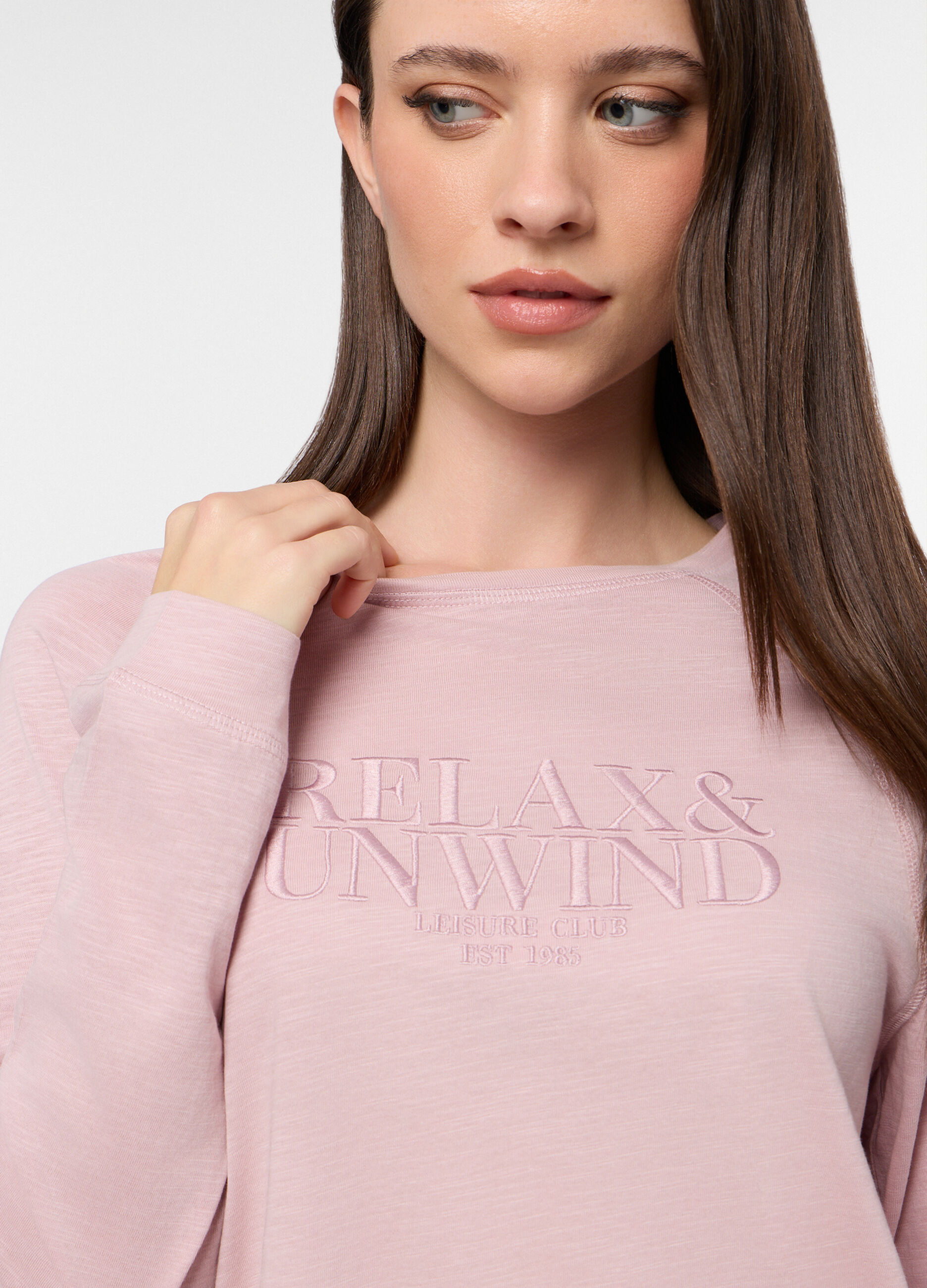 Set pigiama lungo in jersey slub di puro cotone donna_2