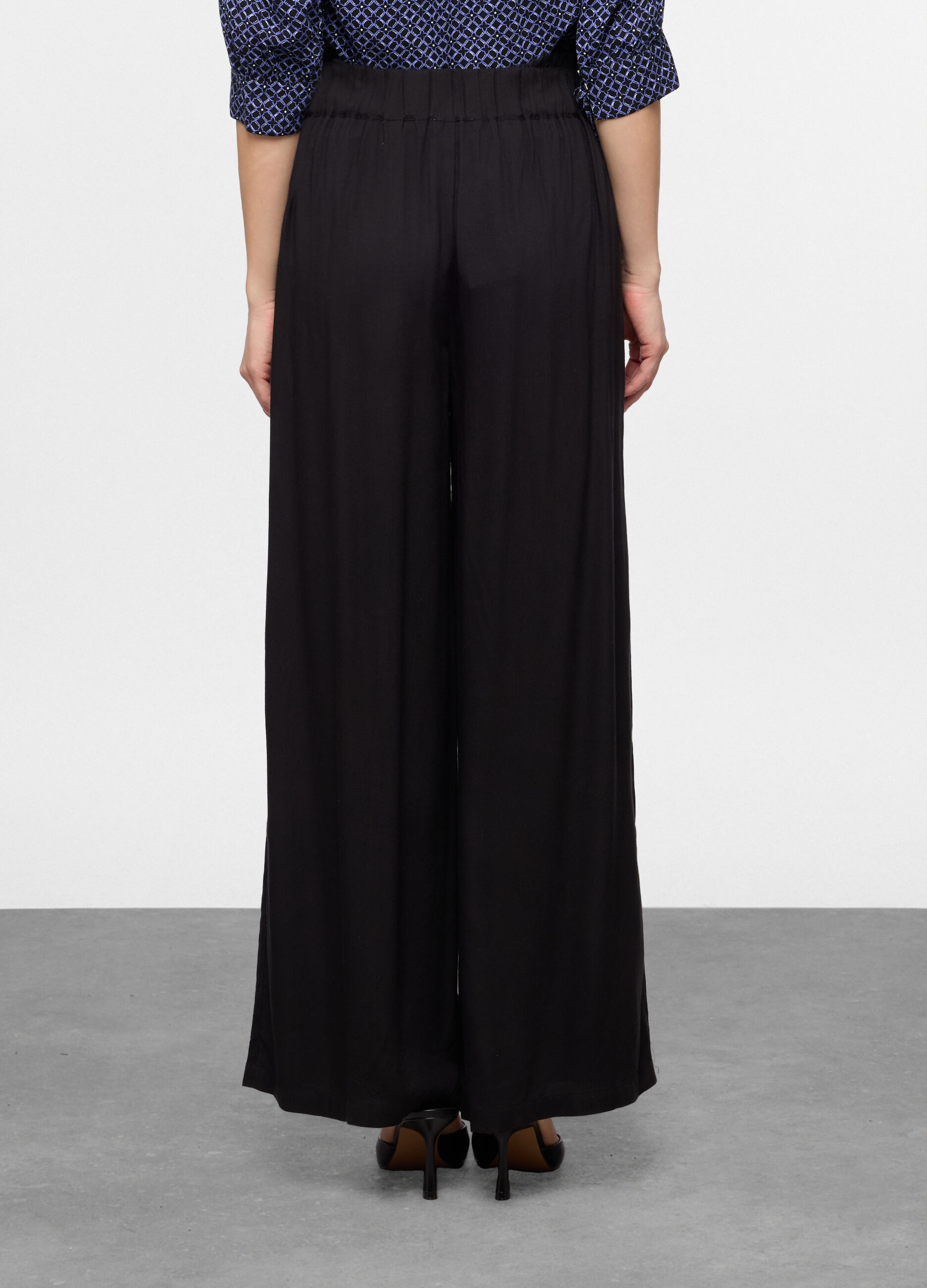 Pantaloni palazzo comfort fit in pura viscosa donna_1