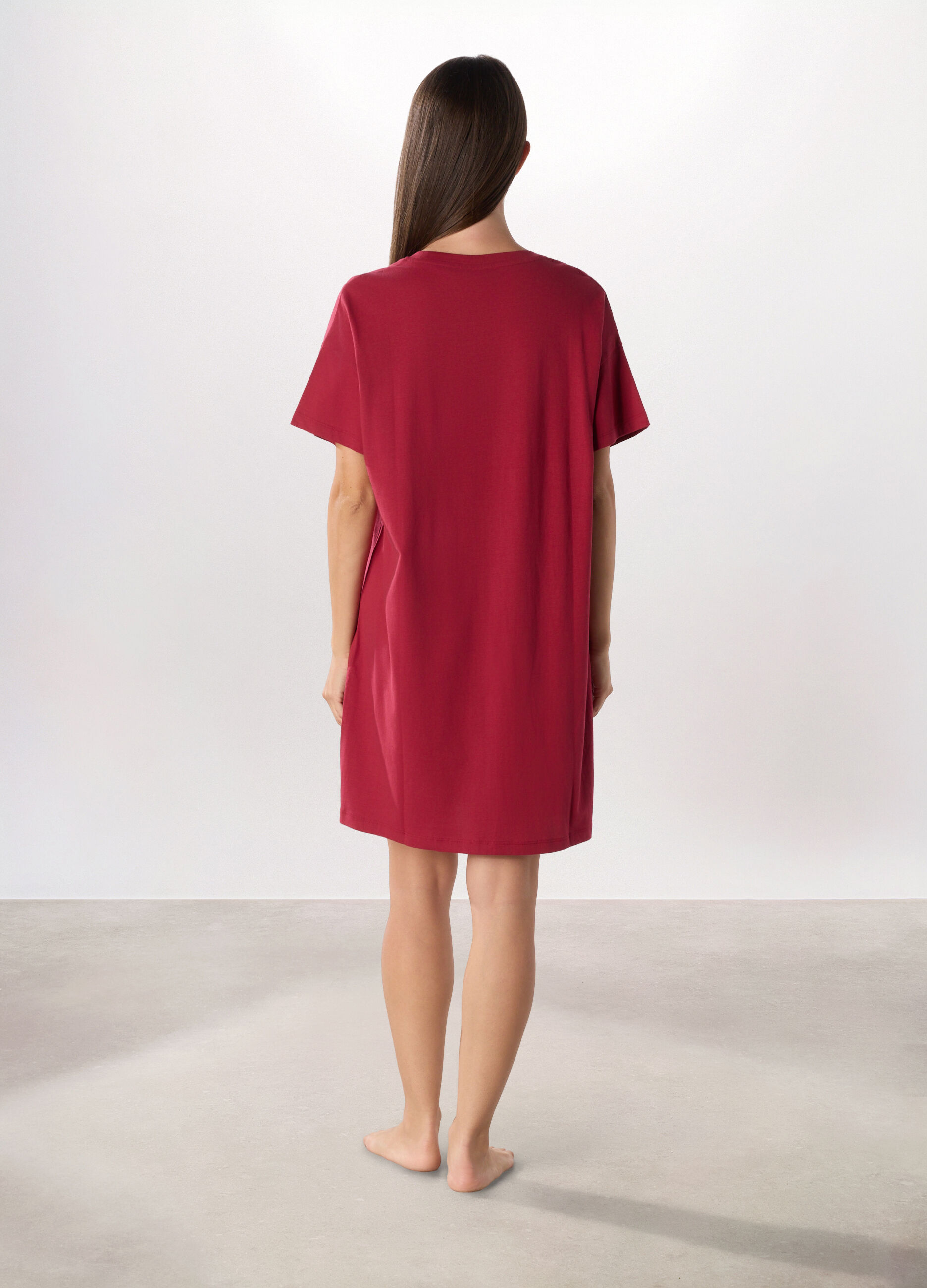 Camicia da notte a maniche corte in puro cotone donna_1
