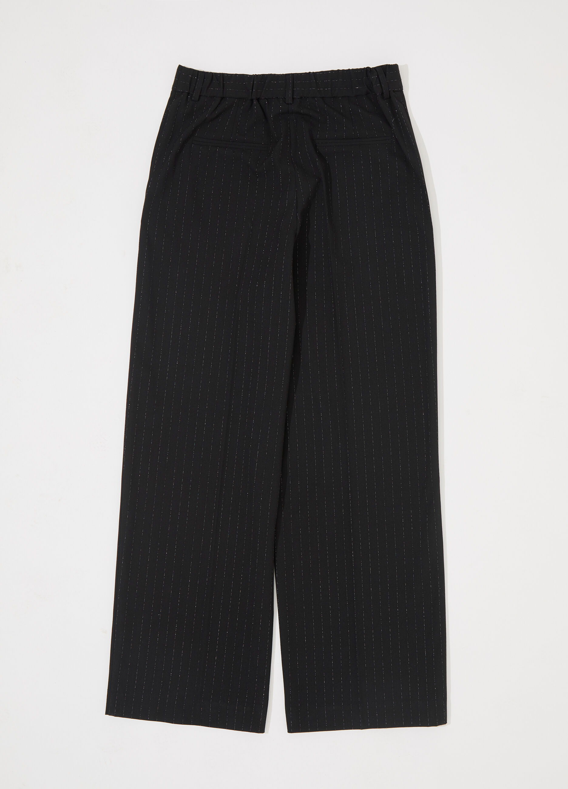 Pantalone palazzo gessati in filo lurex donna_5