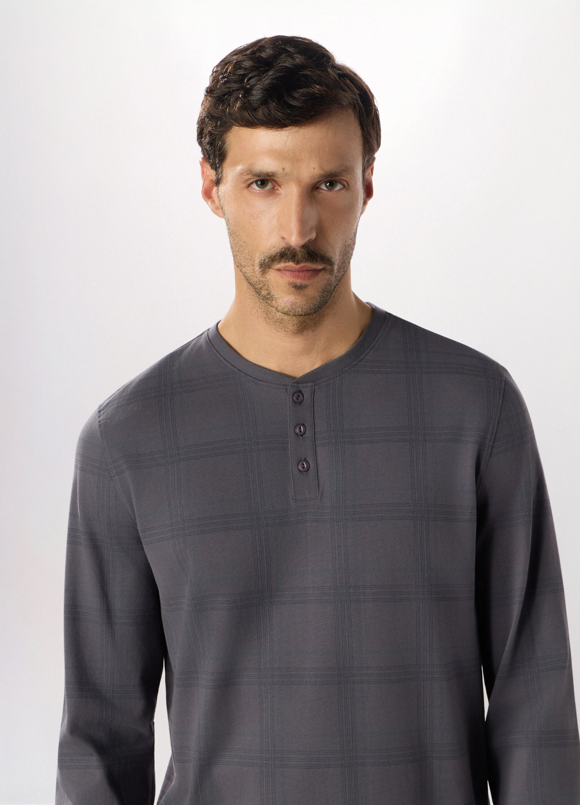 Pigiama lungo in puro cotone a quadri uomo_2