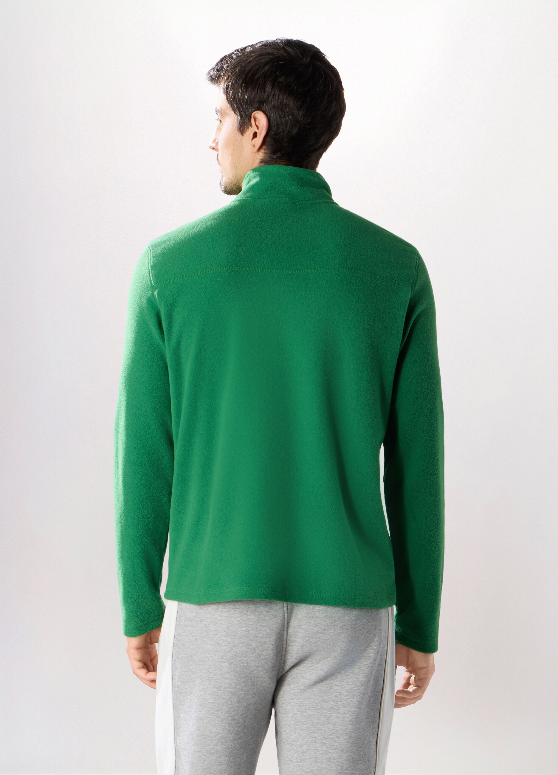 Lupetto con zip in pile uomo_1