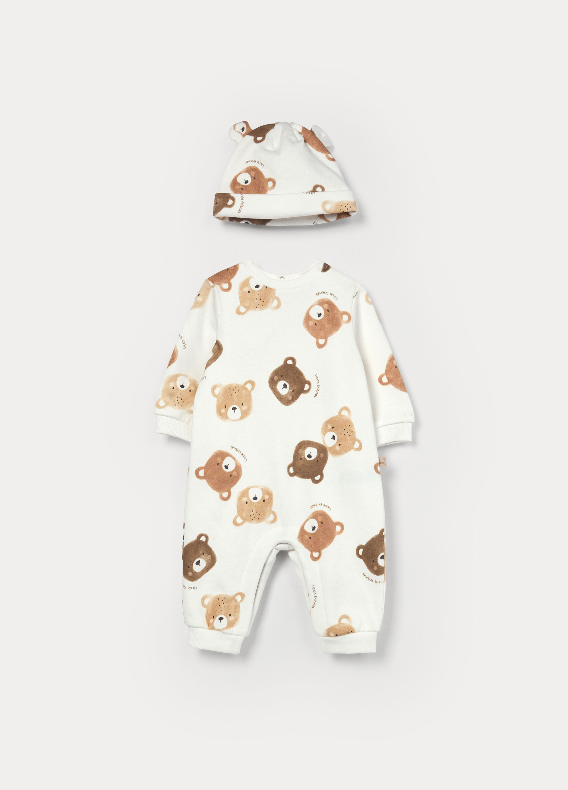 Tutina in puro cotone fleece + berretto _0