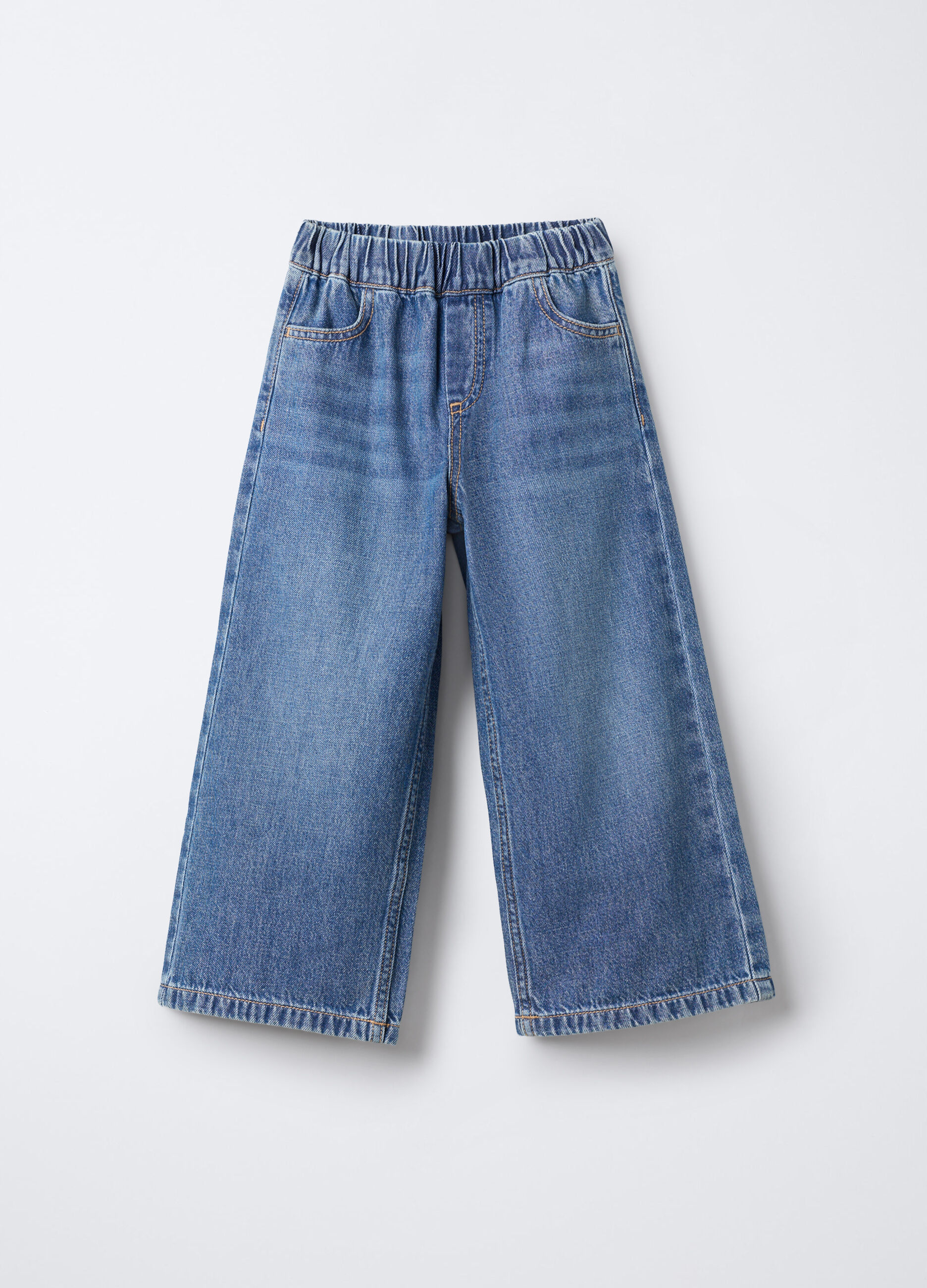 Treggings in denim di puro cotone Wide Leg bambina_0