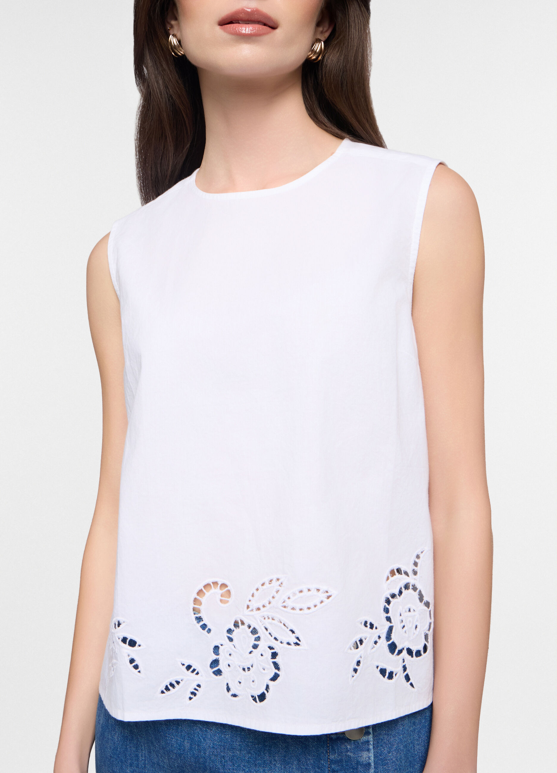 Blusa fit regular in popeline di puro cotone donna_2