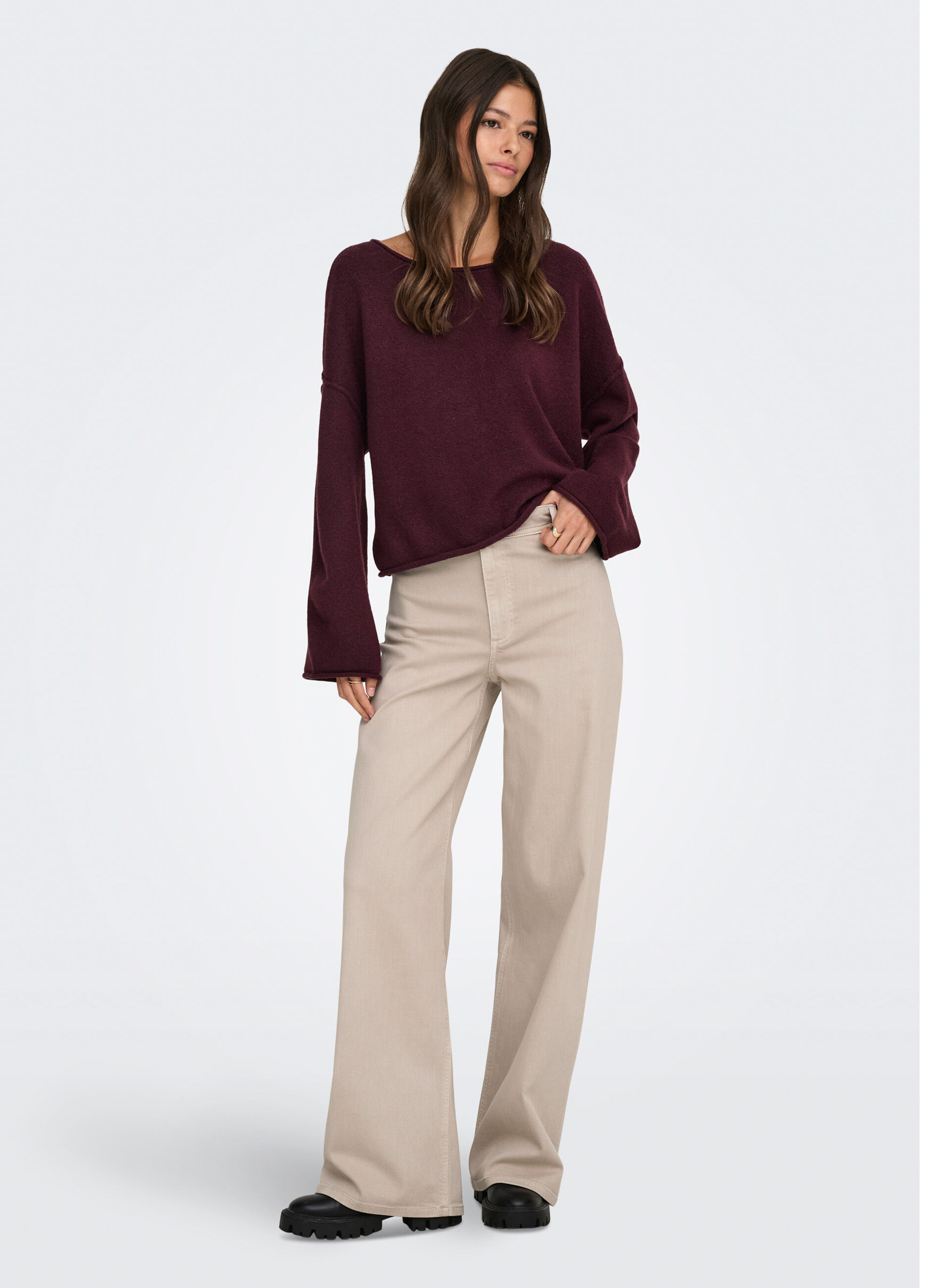 Pantaloni Wide Leg in denim donna_0