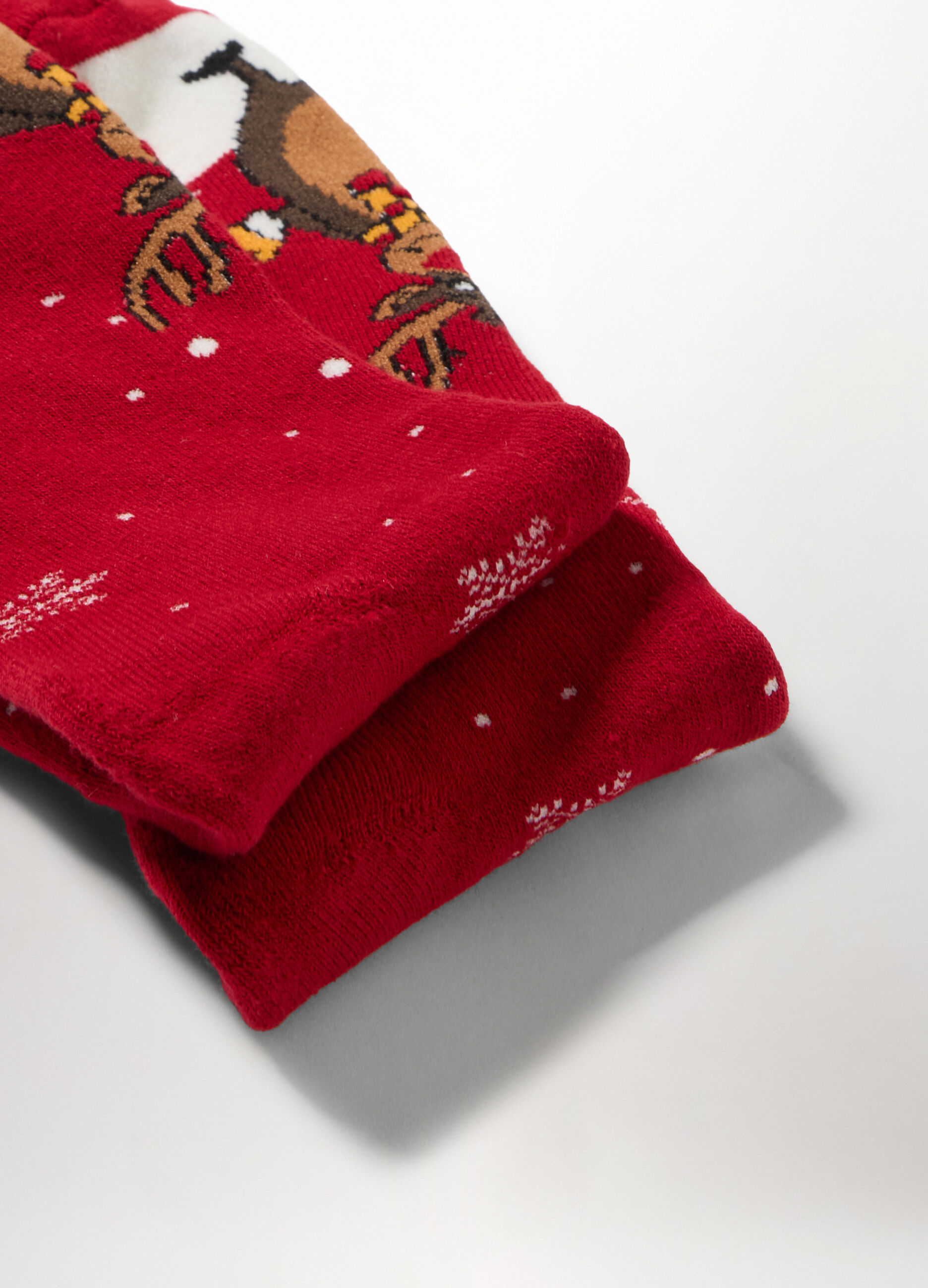 Calze corte in cotone stretch con renna uomo_1