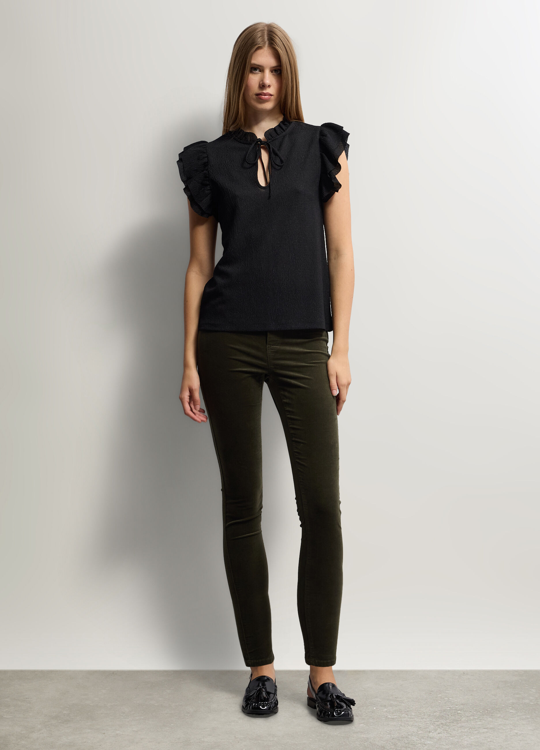 Treggings Skinny Fit in costina di cotone stretch donna_0