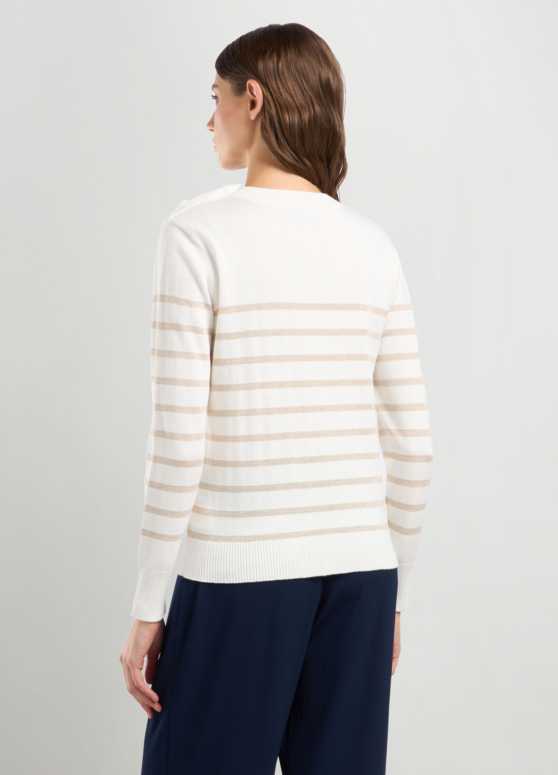 Pullover in misto cotone a righe donna_1
