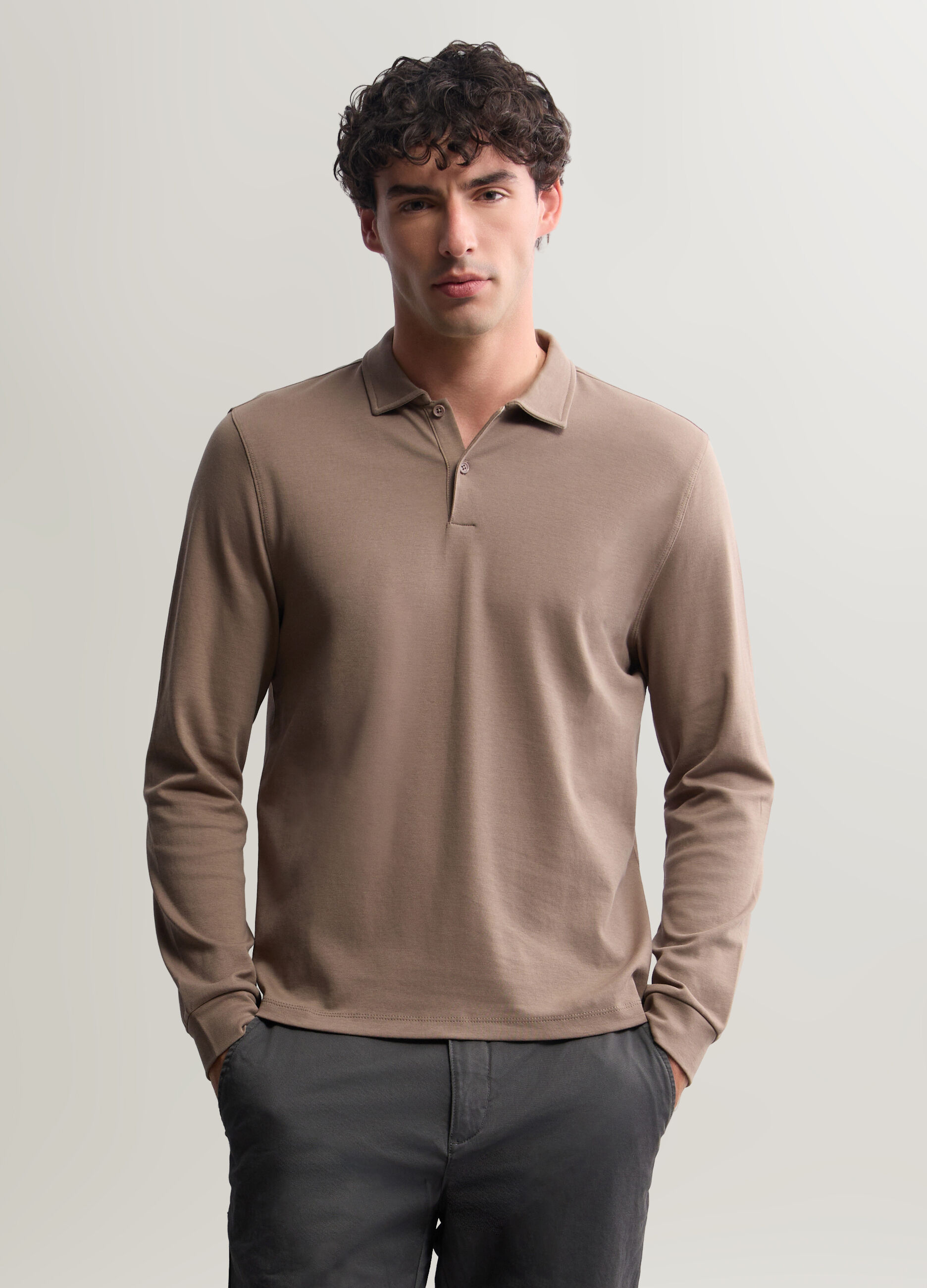 Polo a maniche lunghe in interlock uomo_0