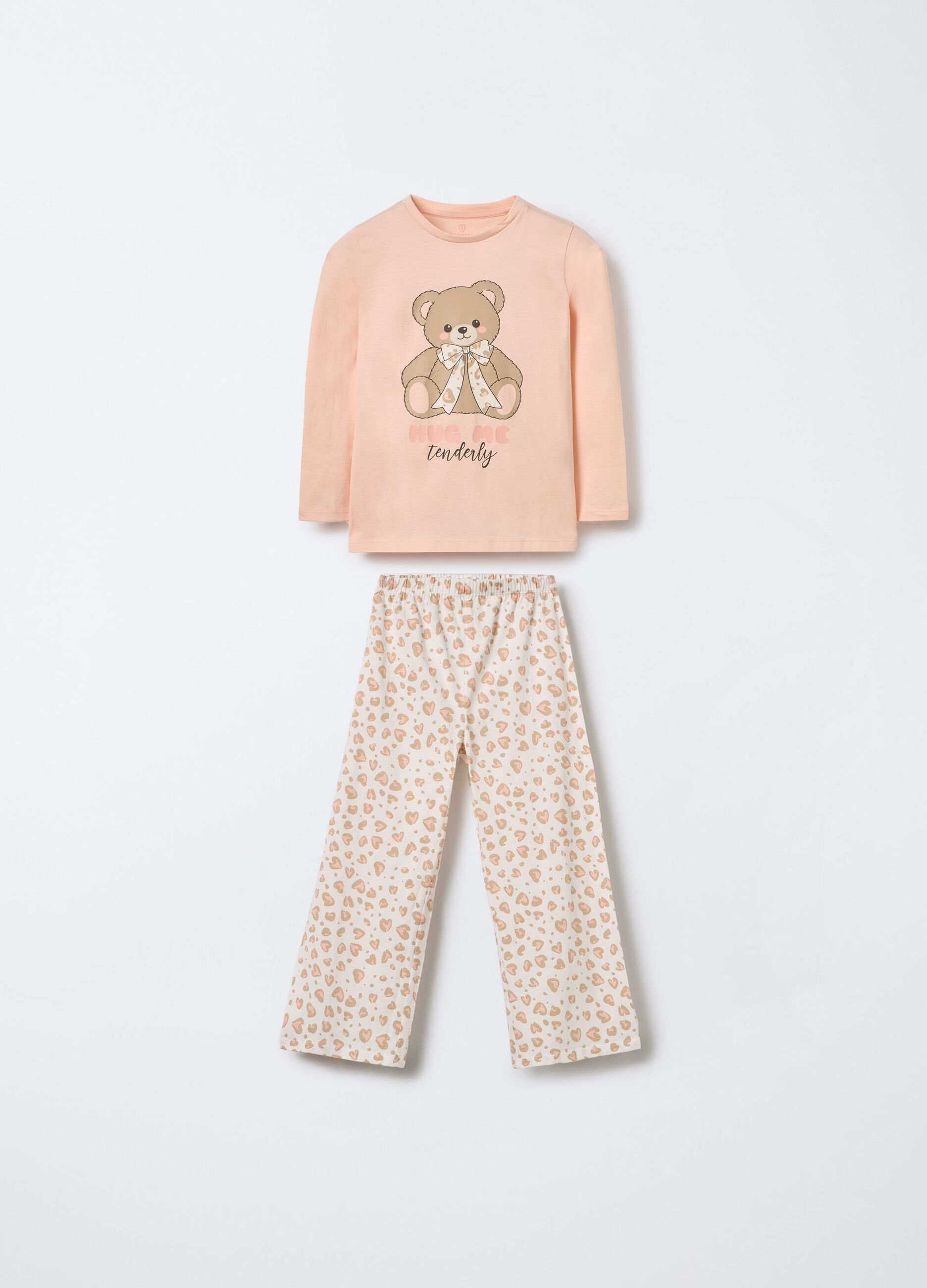 Set pigiama lungo in jersey di puro cotone bambina_0