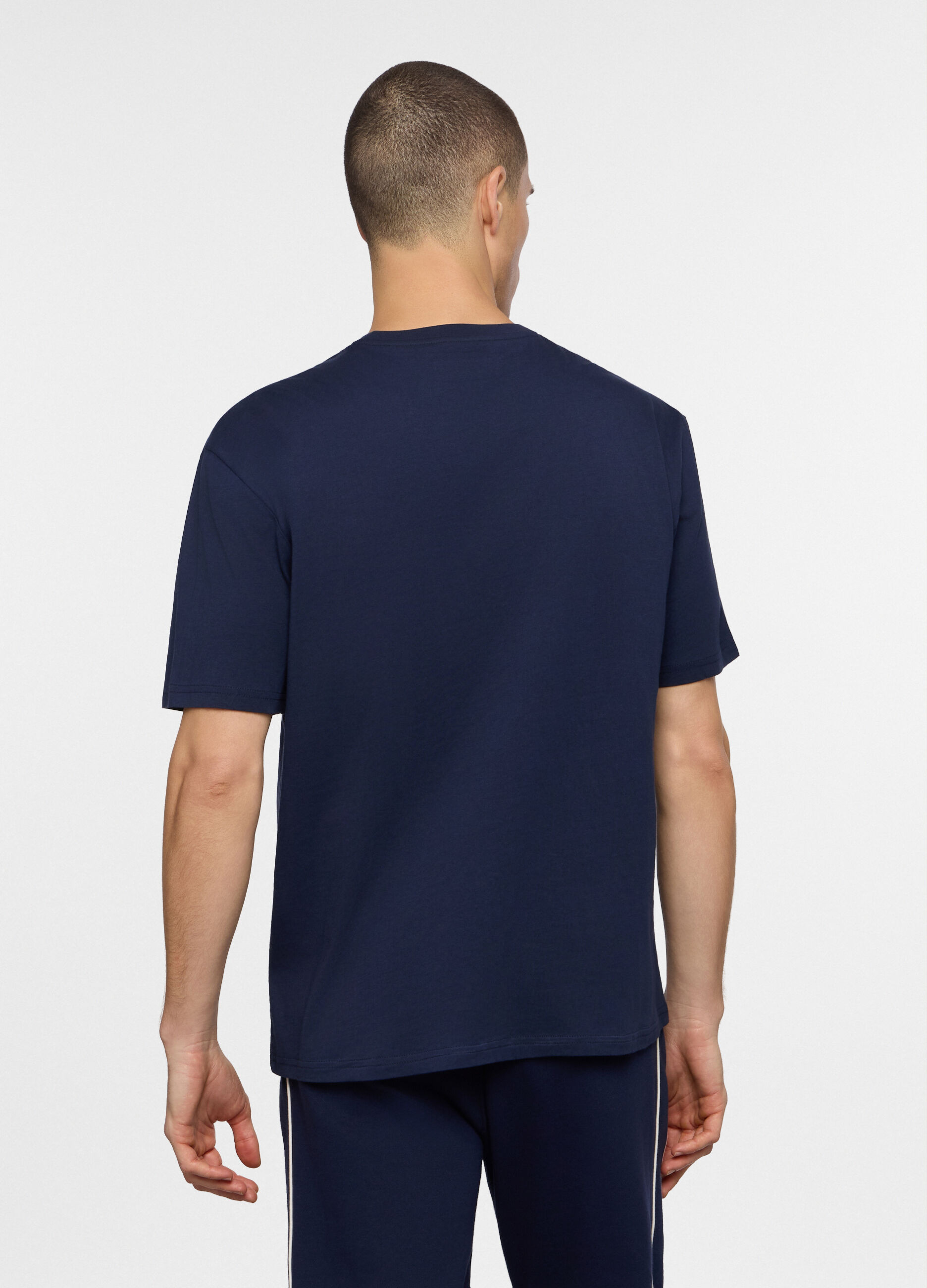 T-shirt girocollo con fascia a contrasto uomo_1