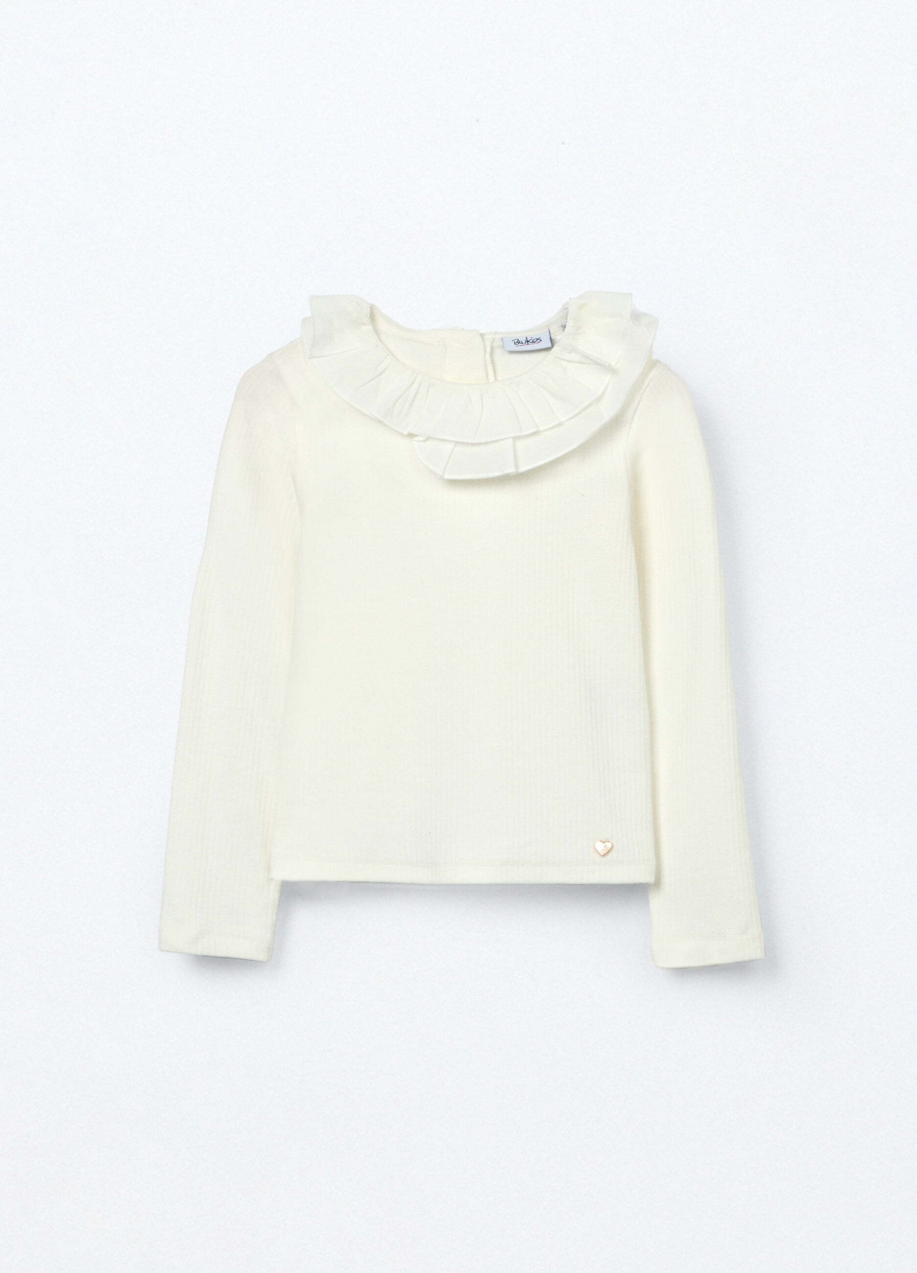 T-shirt in costina di cotone stretch bambina_0