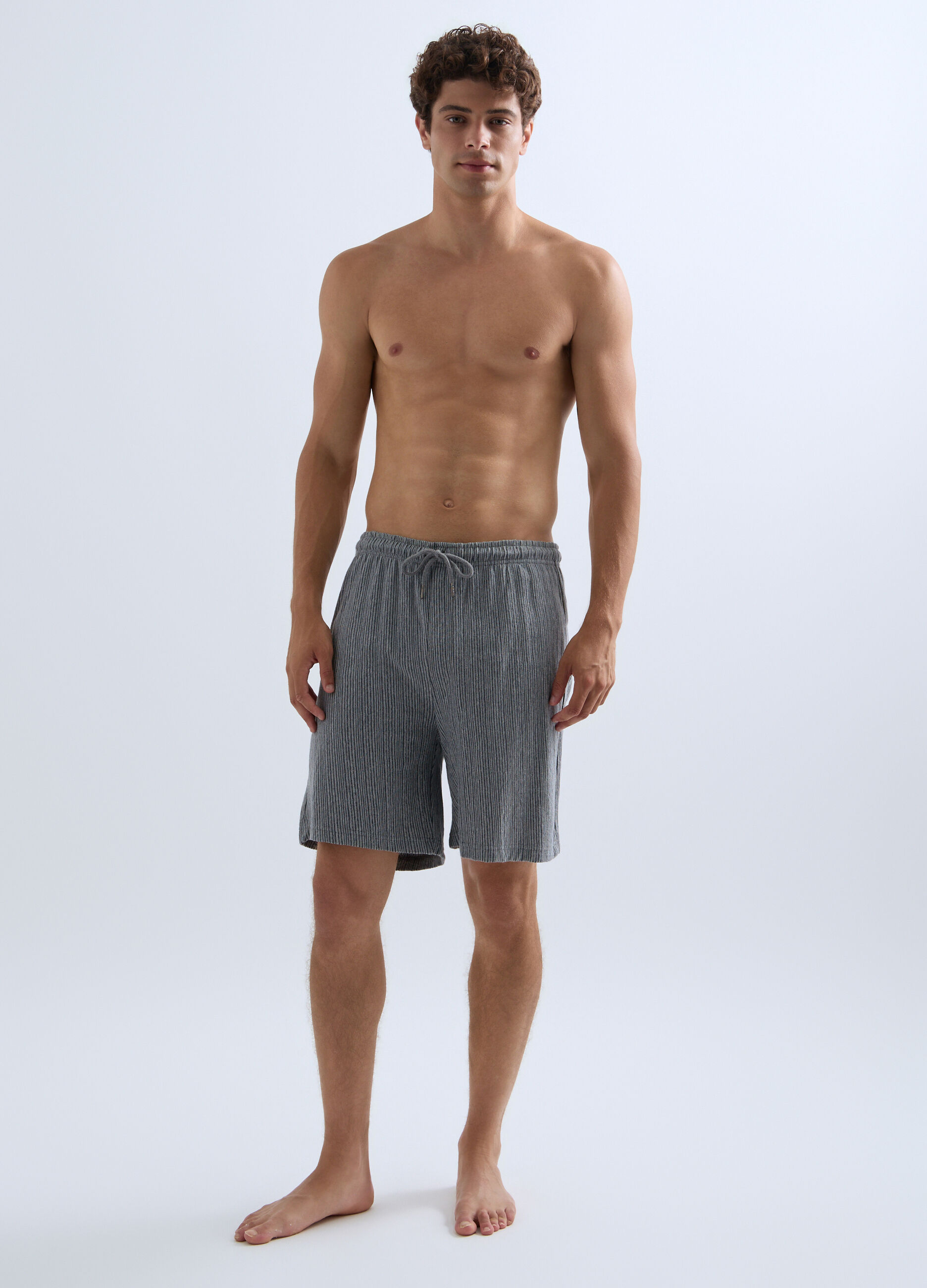 Short pigiama in cotone a costine uomo_0
