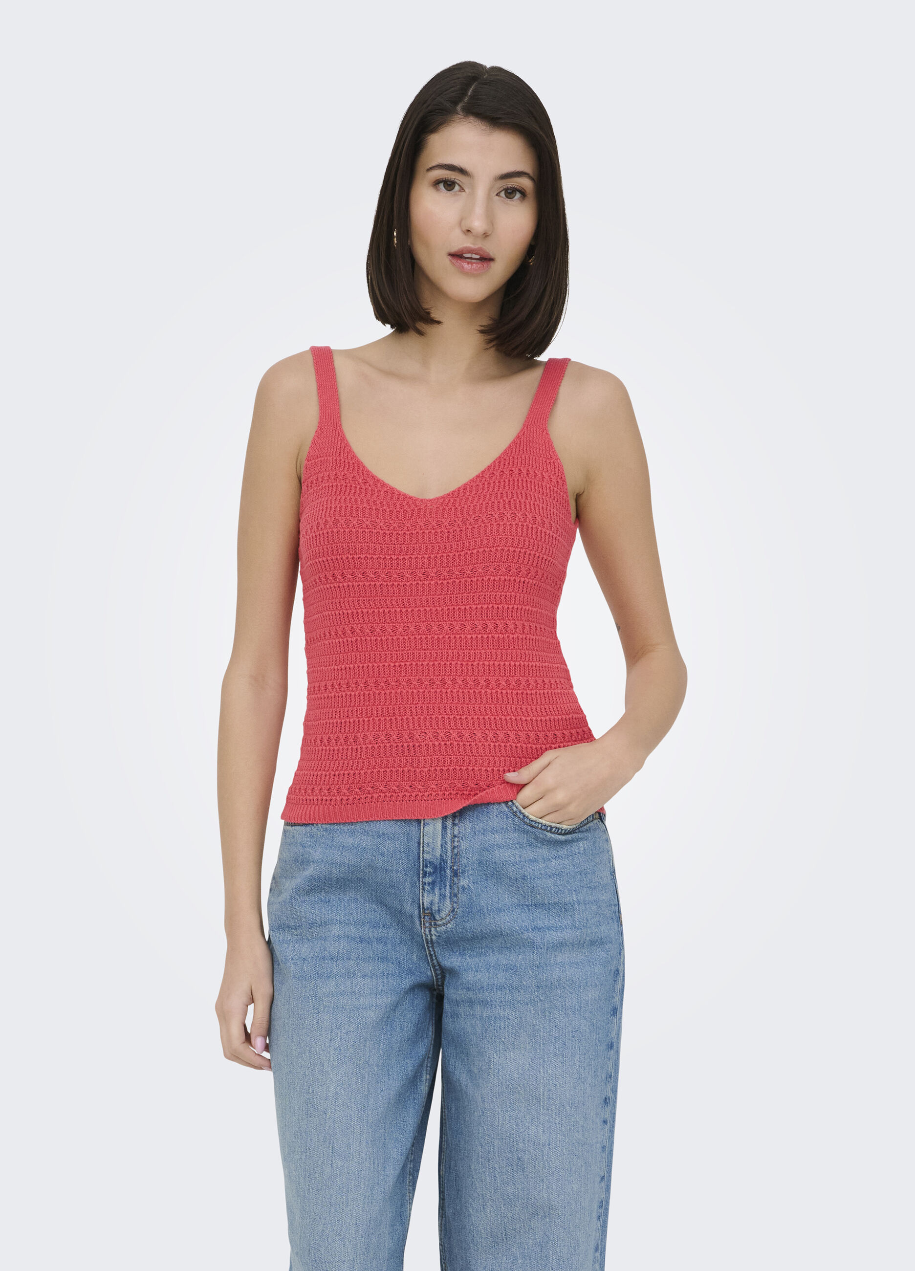 Top in maglia con scollo a V_0