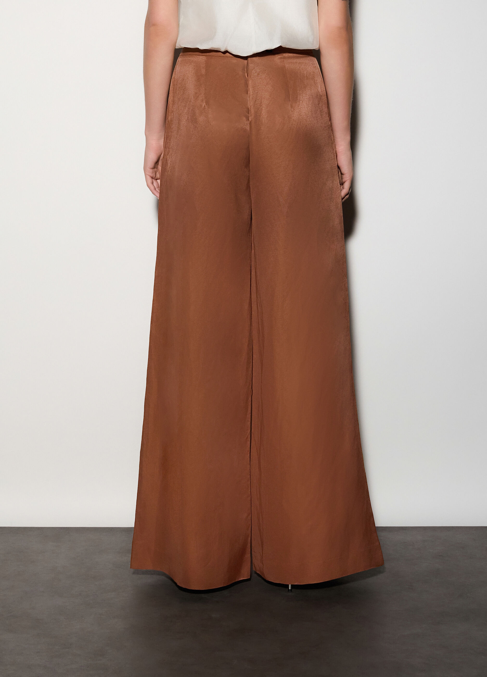 Pantaloni palazzo regular fit misto lino donna_2