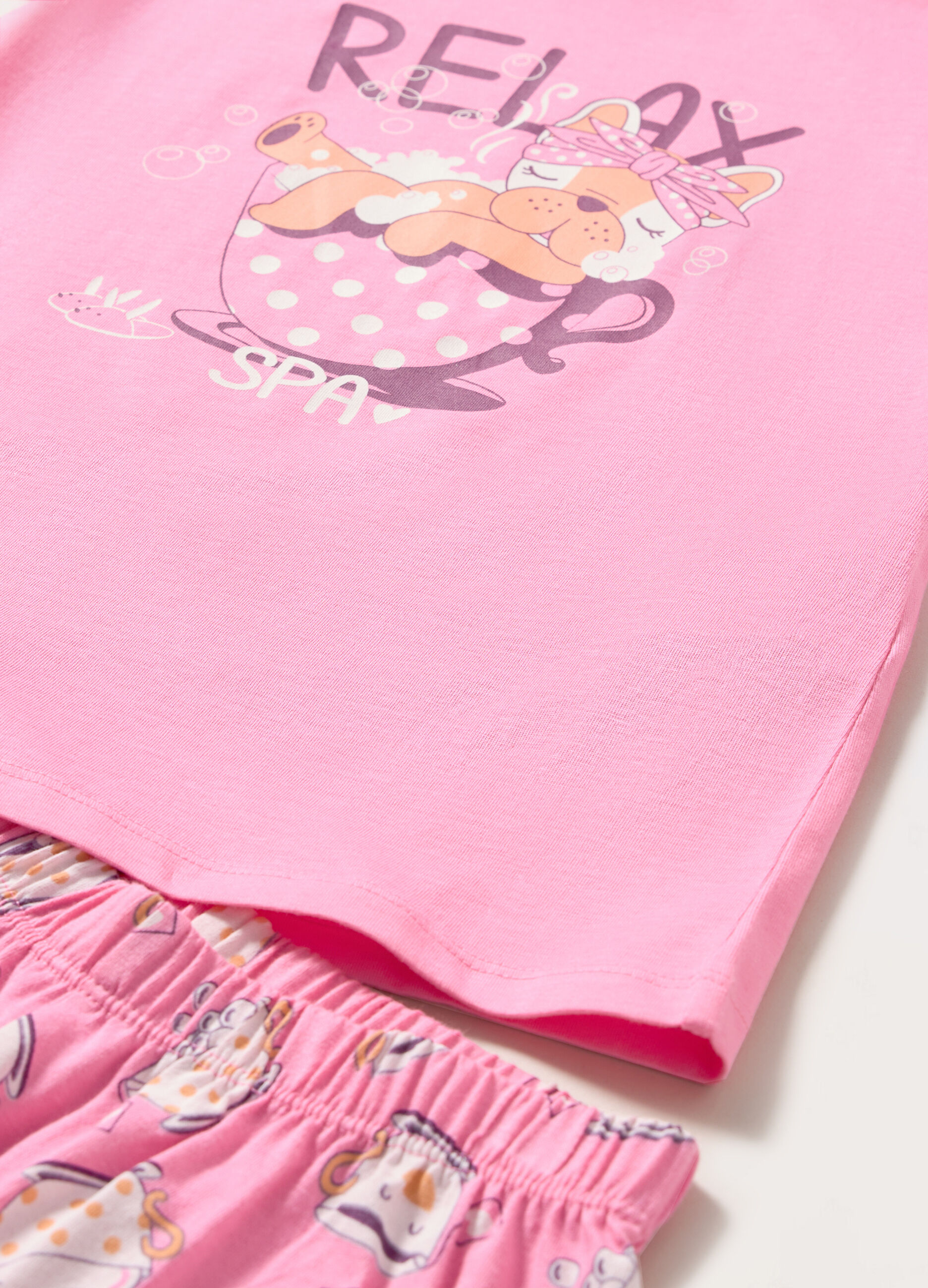 Set pigiama corto in jersey di puro cotone bambina_1