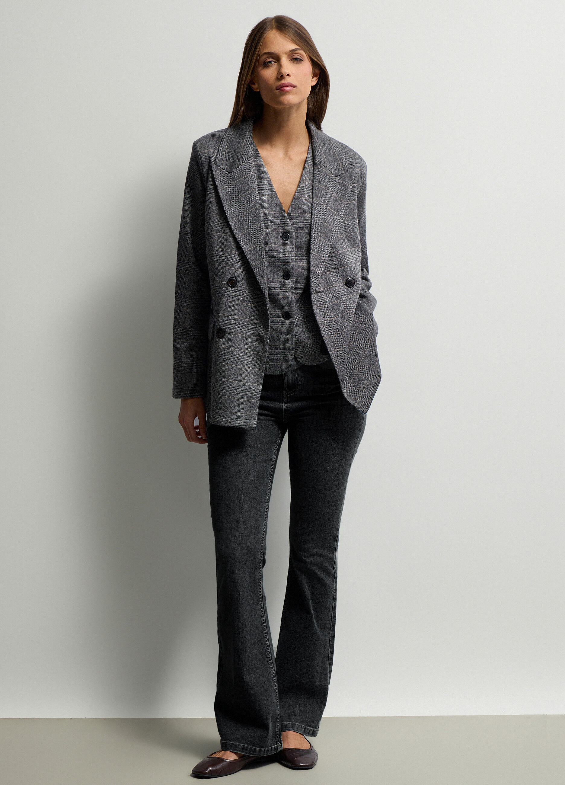 Blazer doppiopetto con scollo reverse donna_0