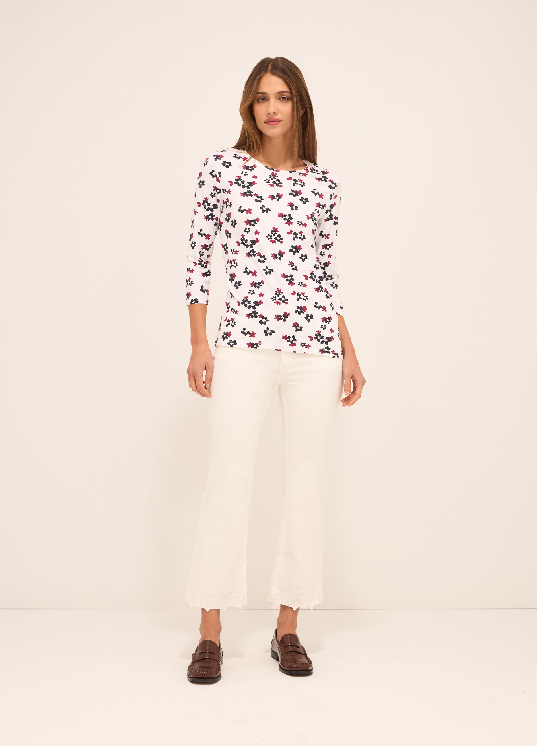 Pantaloni in stretch denim flare fit donna_0