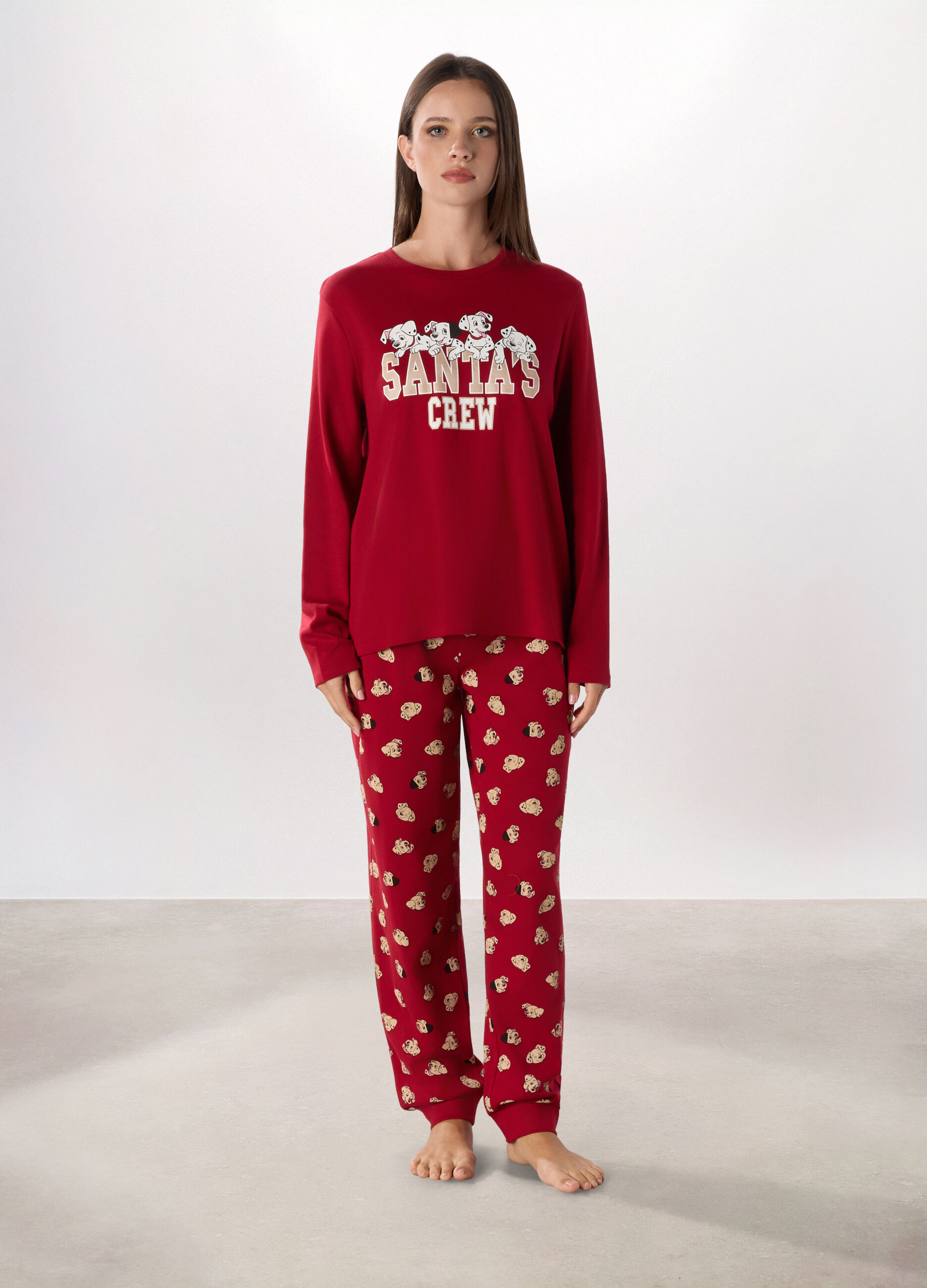 Set pigiama lungo in interlock di puro cotone donna_0