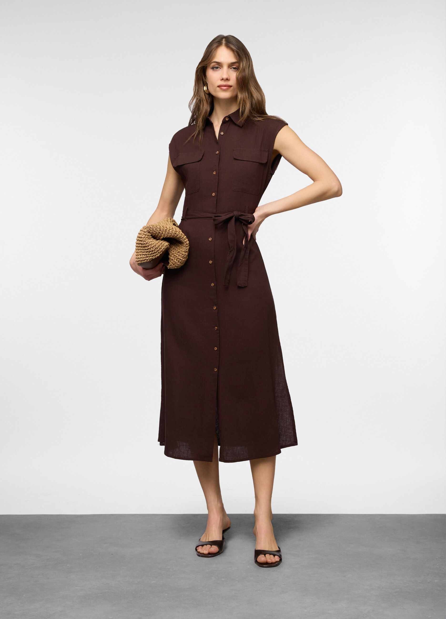 Abito chemisier misto lino donna_0