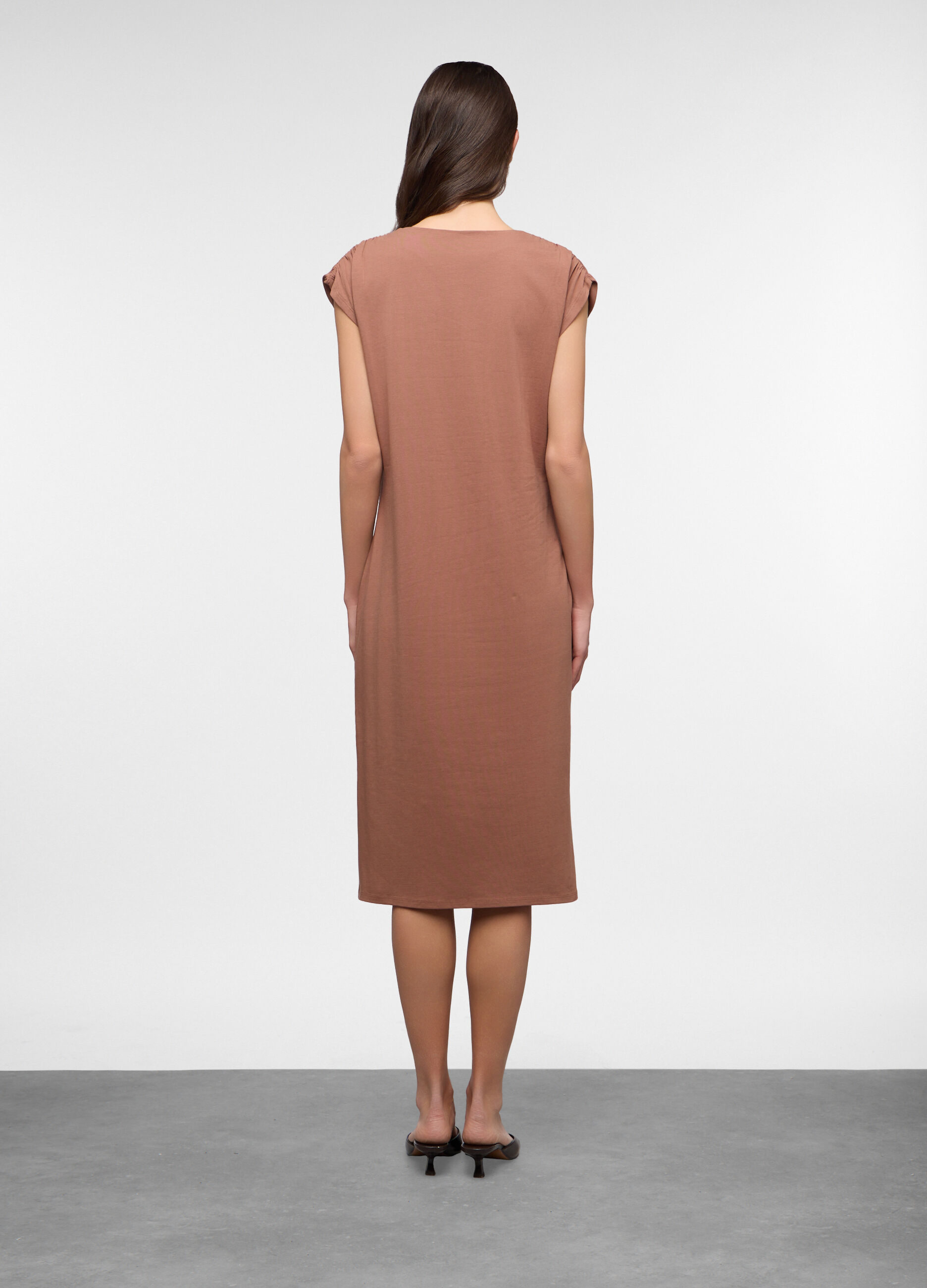 Abito smanicato in jersey di cotone stretch donna_1