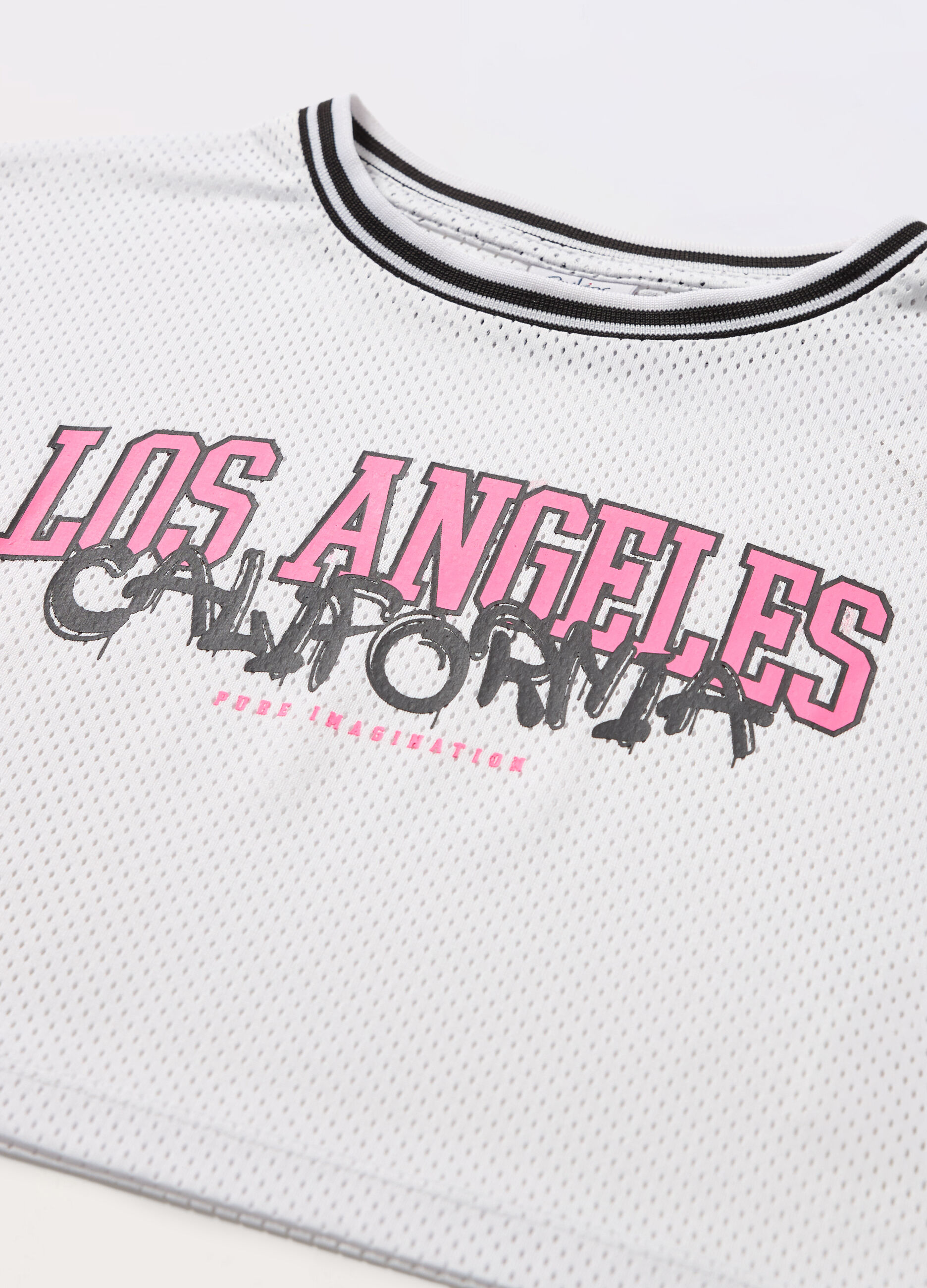 T-shirt mesh con stampa ragazza_1