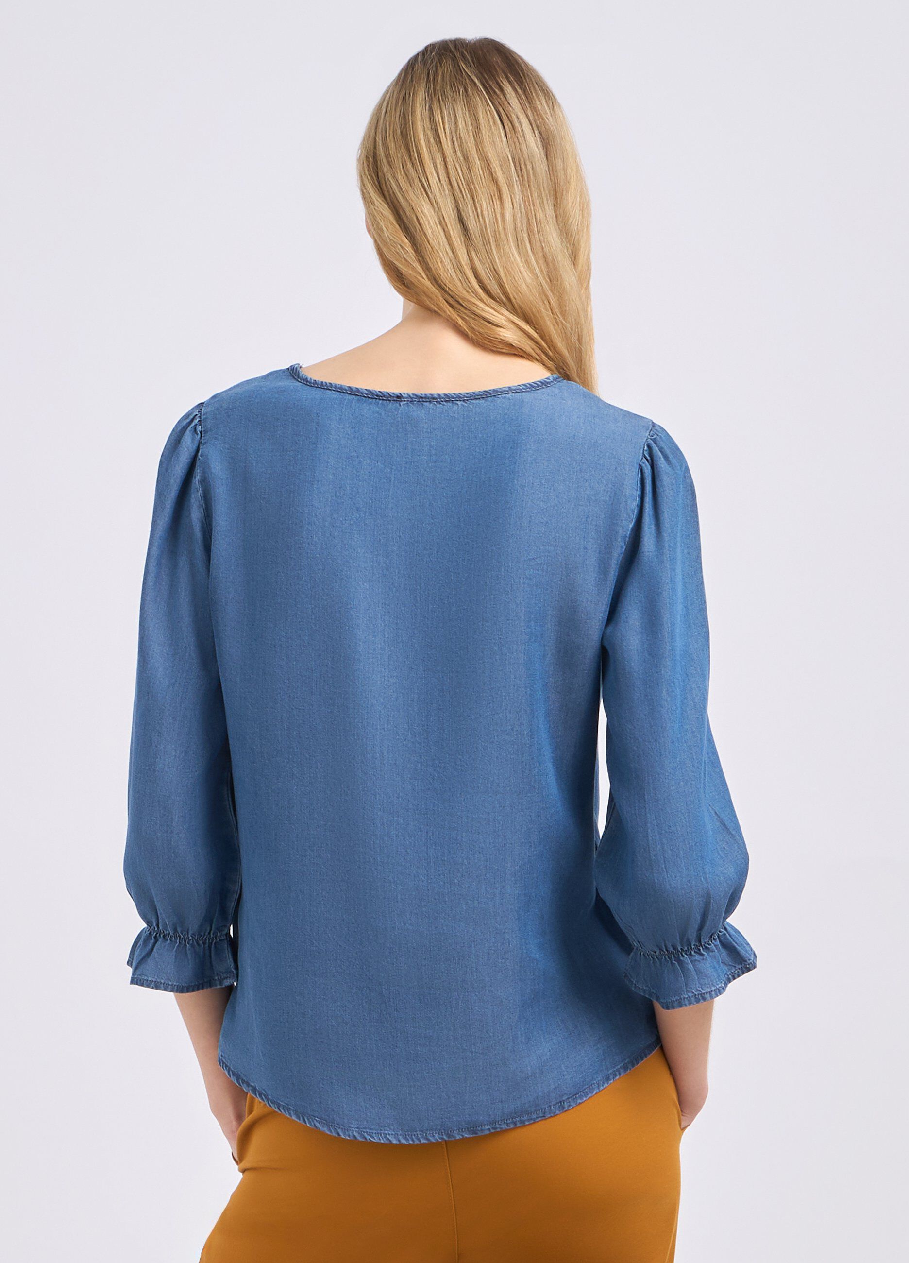 Blusa in tencel con manica a palloncino donna