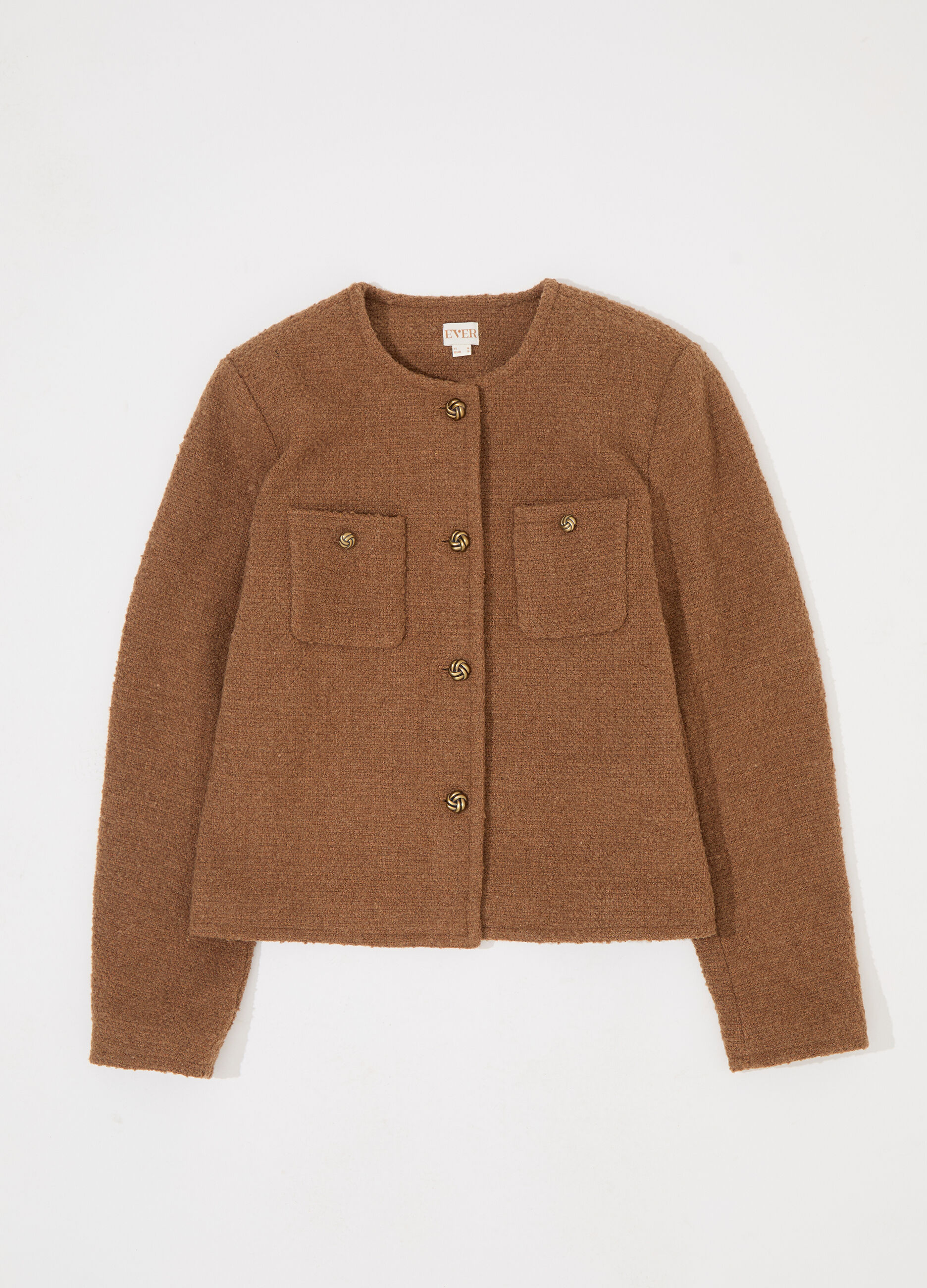Cappotto corto in bouclé misto lana donna_4