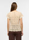 Maglia a maniche corte a girocollo in cotone crochet donna_1