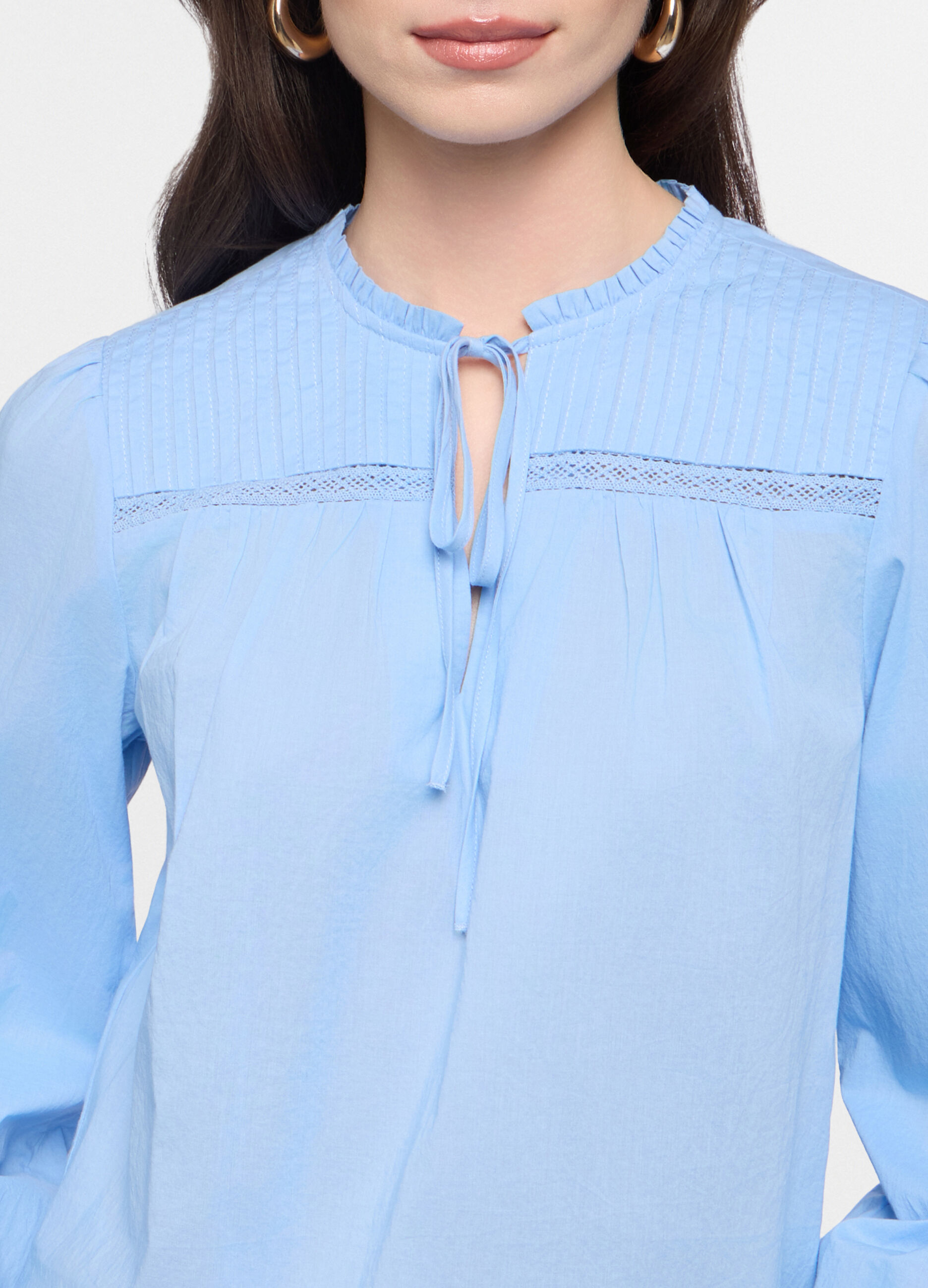 Camicia regular fit con scollo rotondo in puro cotone donna_2