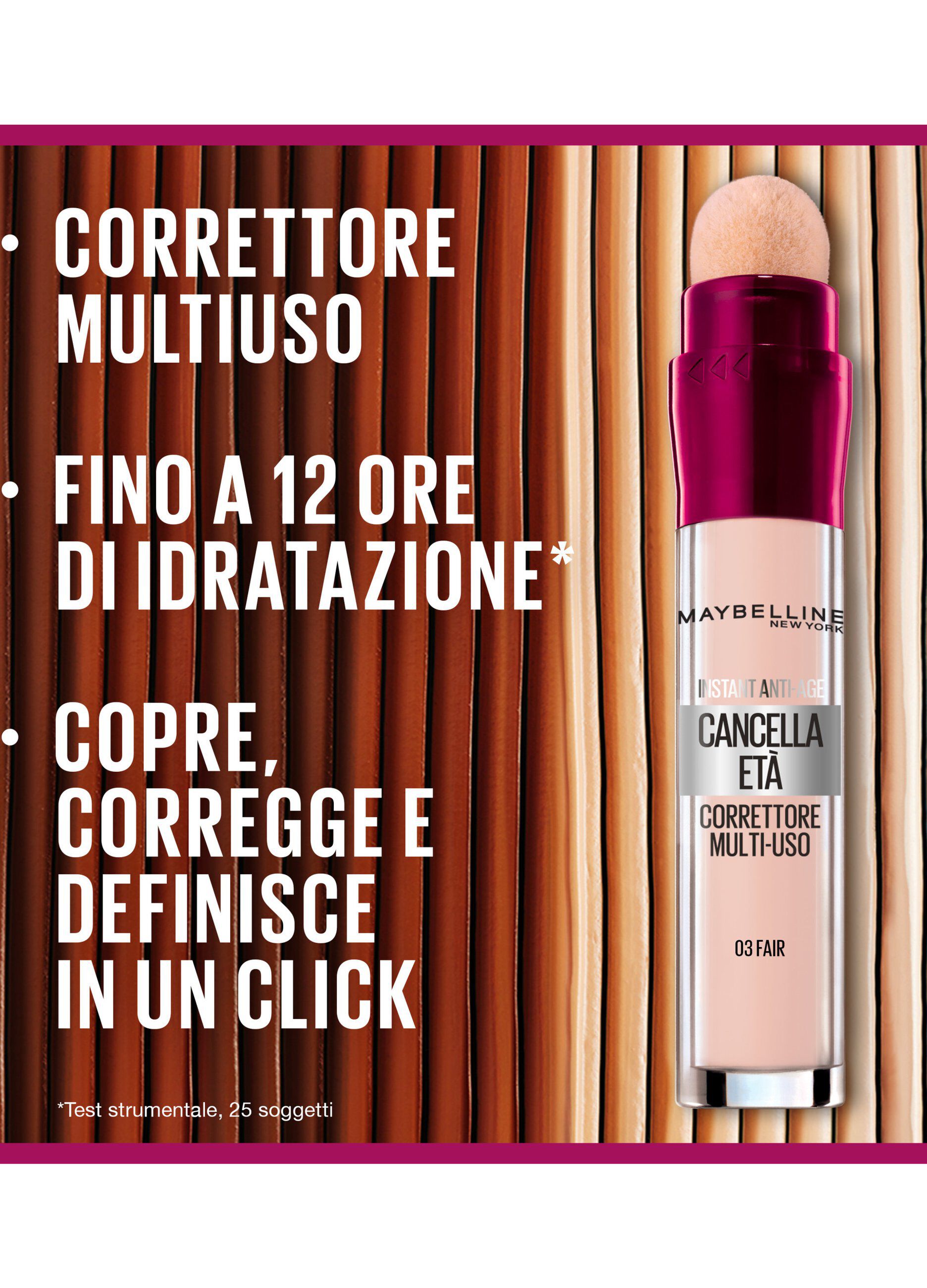 Maybelline New York Correttore Liquido Il Cancella Età, con Bacche di Goji e Haloxyl, Copre Occhiaie e Piccole Rughe, 03 Fair, 6.8 ml.