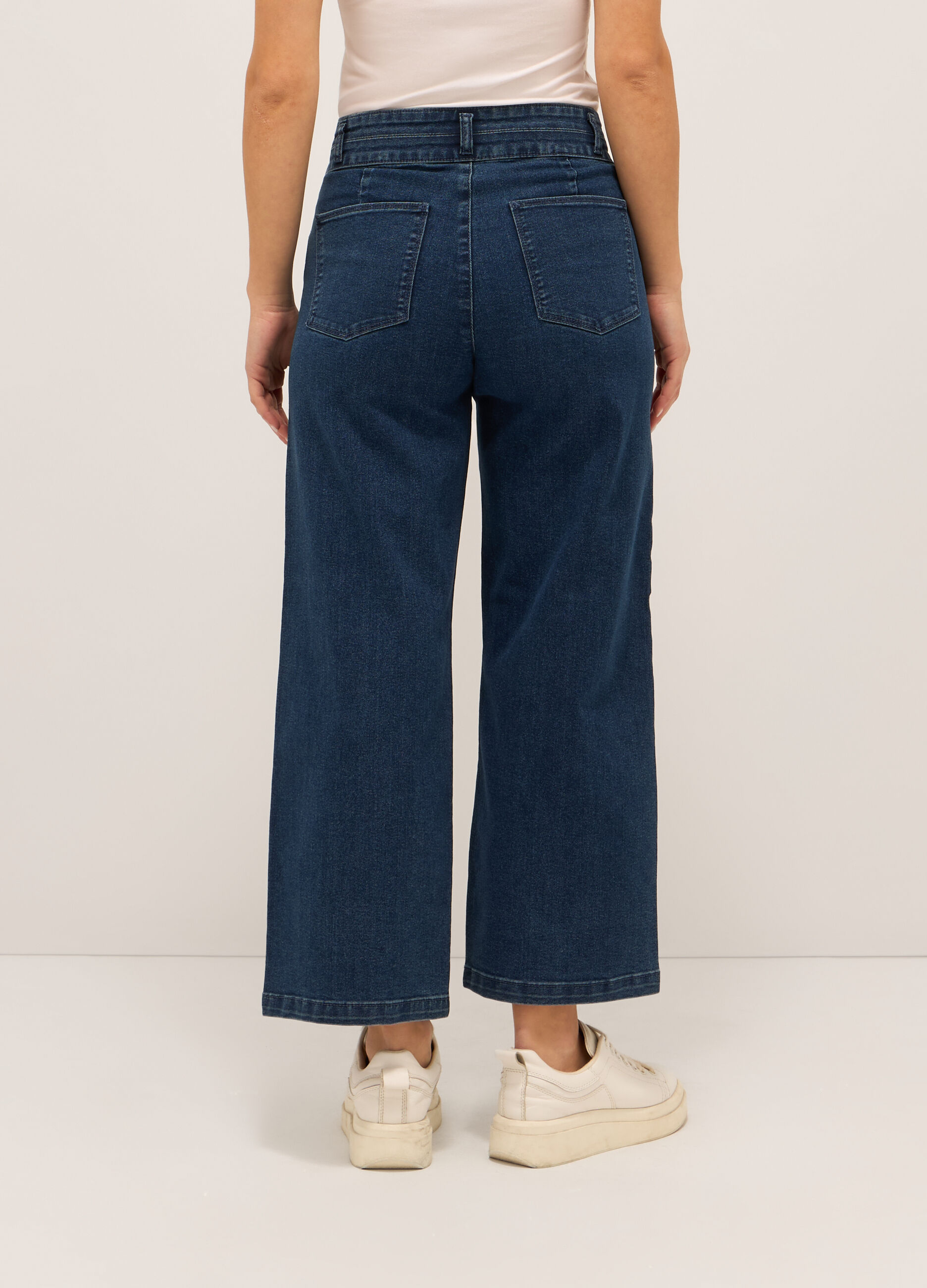 Pantaloni in denim stretch di misto cotone _1
