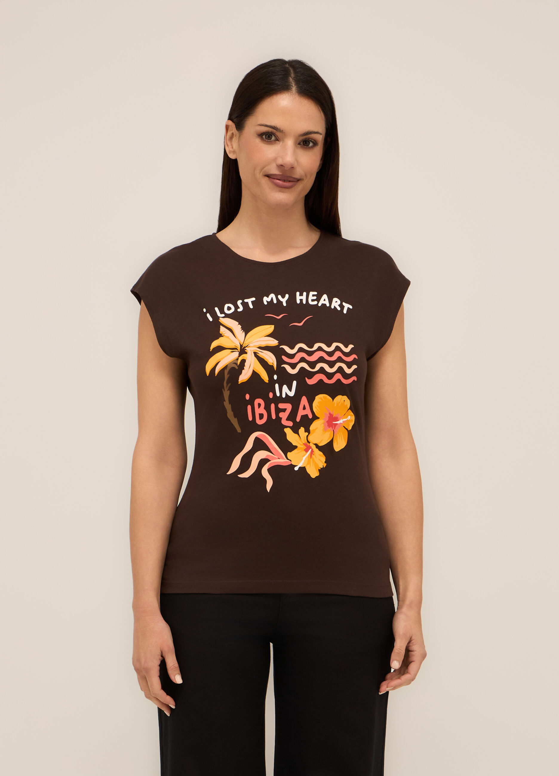 T-shirt in jersey di puro cotone donna_0