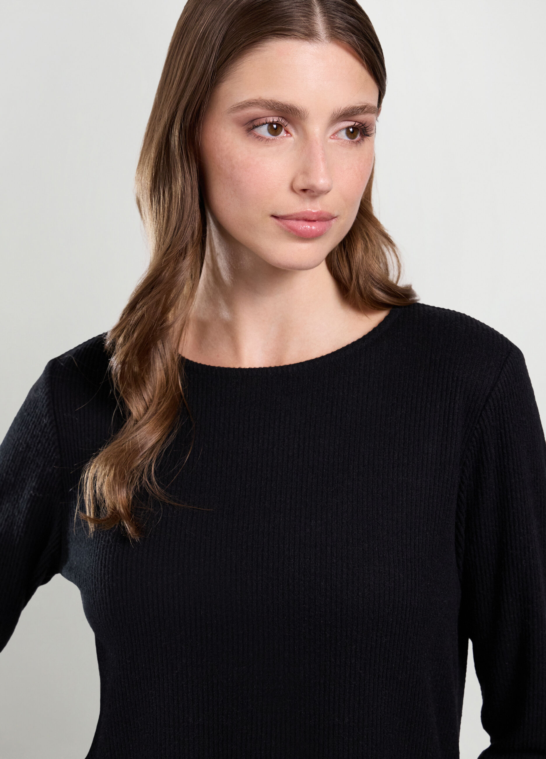 T-shirt in costina misto viscosa donna_2