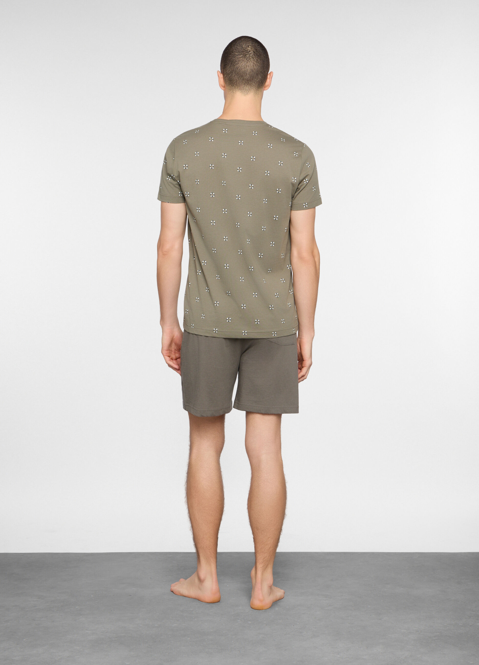 Pigiama corto in jersey di cotone con stampa uomo_1